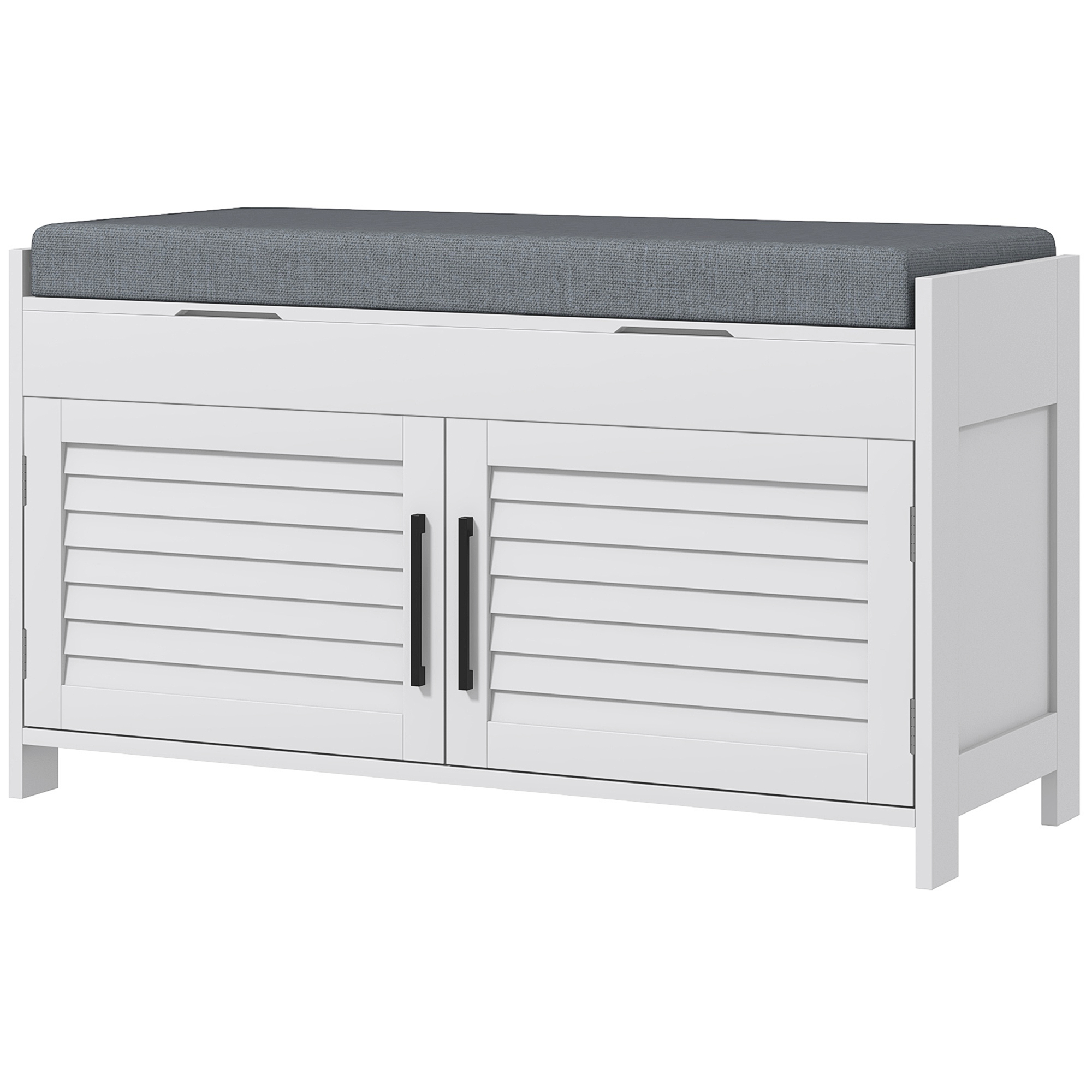 Shoe Storage Bench with Shutter Doors, White, photo 3 of 5