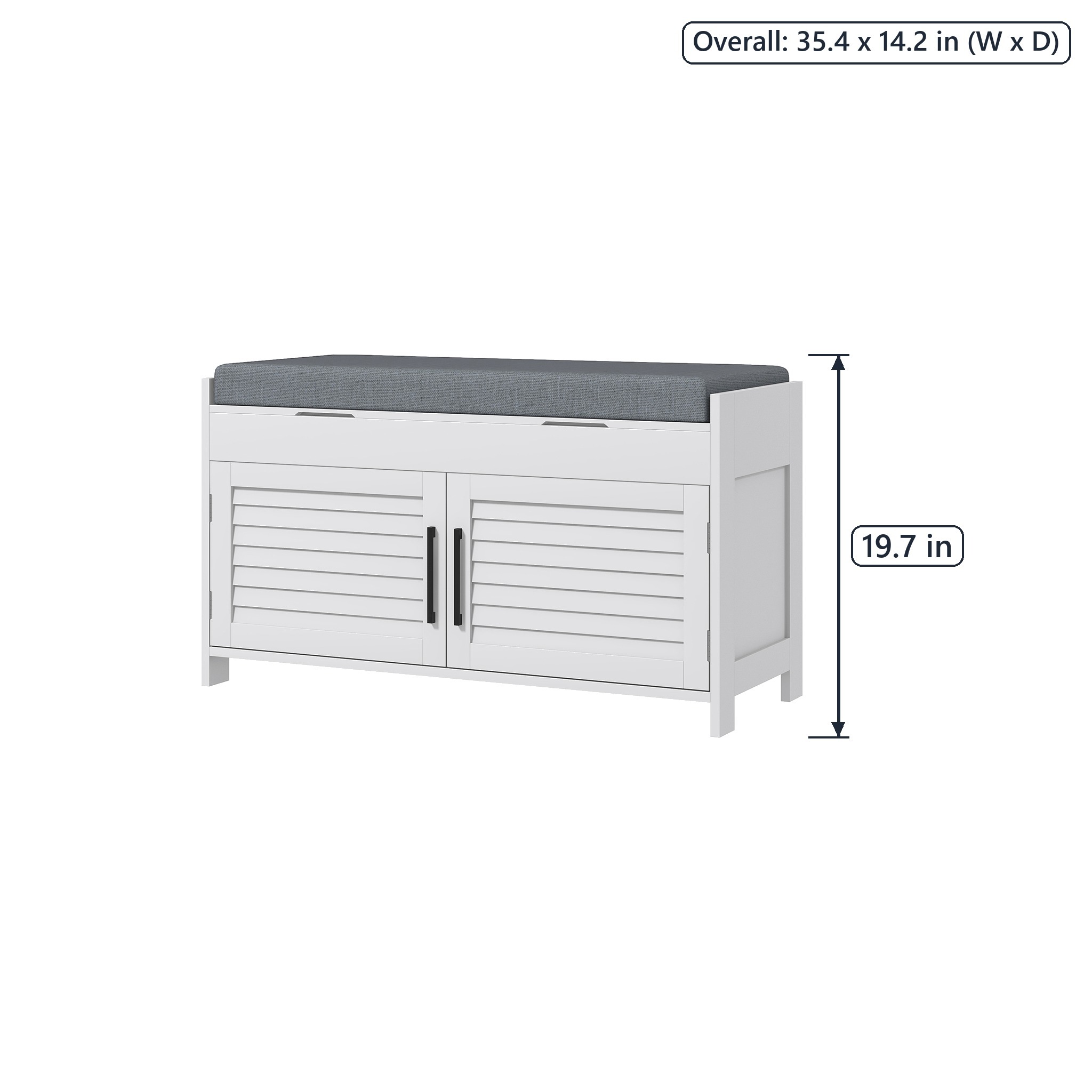 Shoe Storage Bench with Shutter Doors, White, photo 2 of 5
