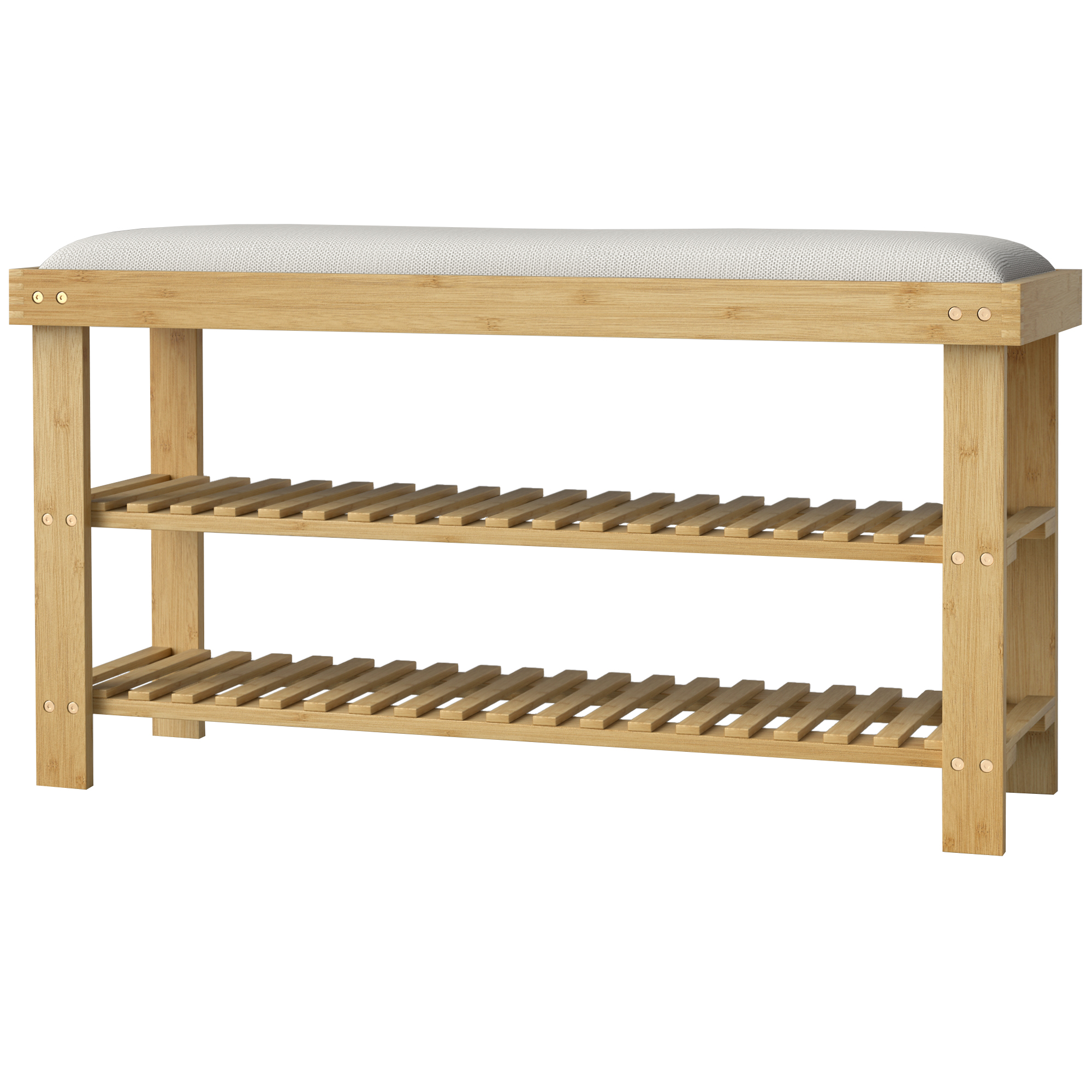Bamboo Shoe Bench with Cushion, 3-Tier — Natural, 35.4 in, photo 7 of 7