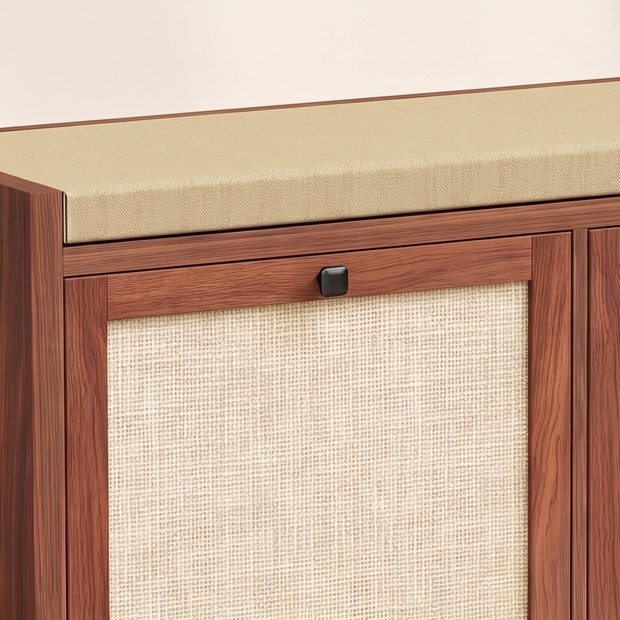 Shoe Storage Bench with Rattan Doors, Brown, photo 5 of 5