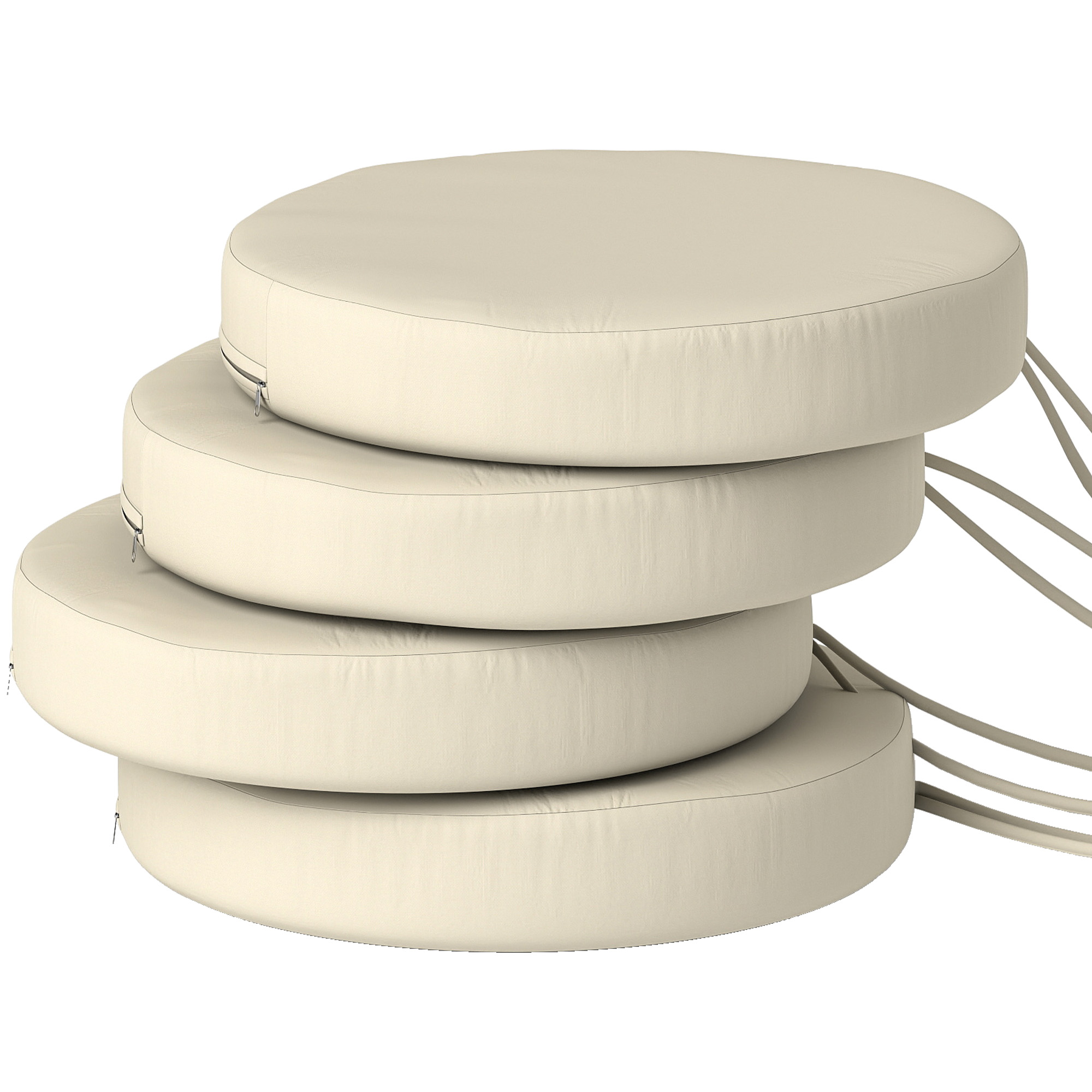 Round Chair Cushions, 15 in, Set of 4 — Cream White, photo 8 of 10