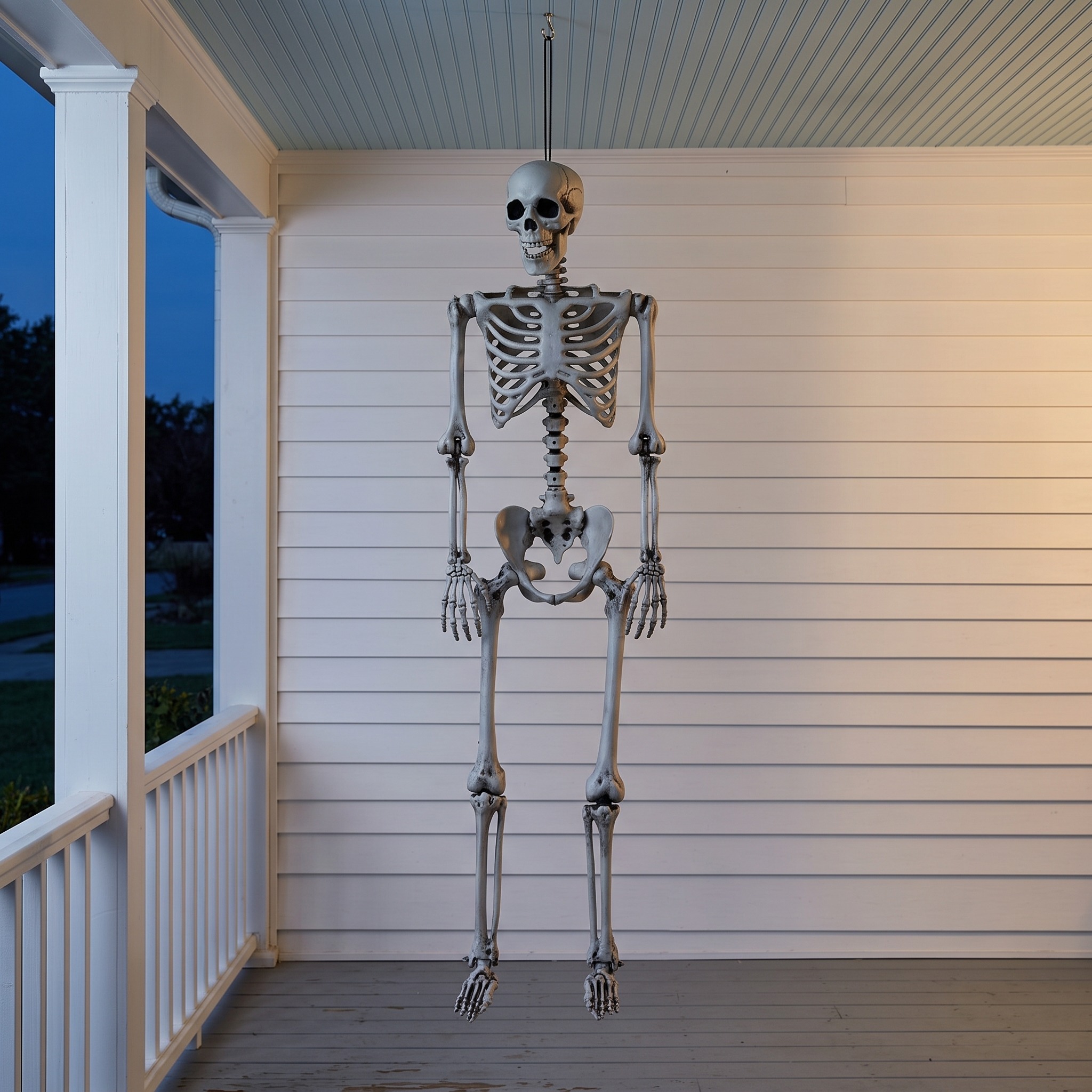 63 in Posable Skeleton with Hanging Rope, Grayish White, photo 4 of 5