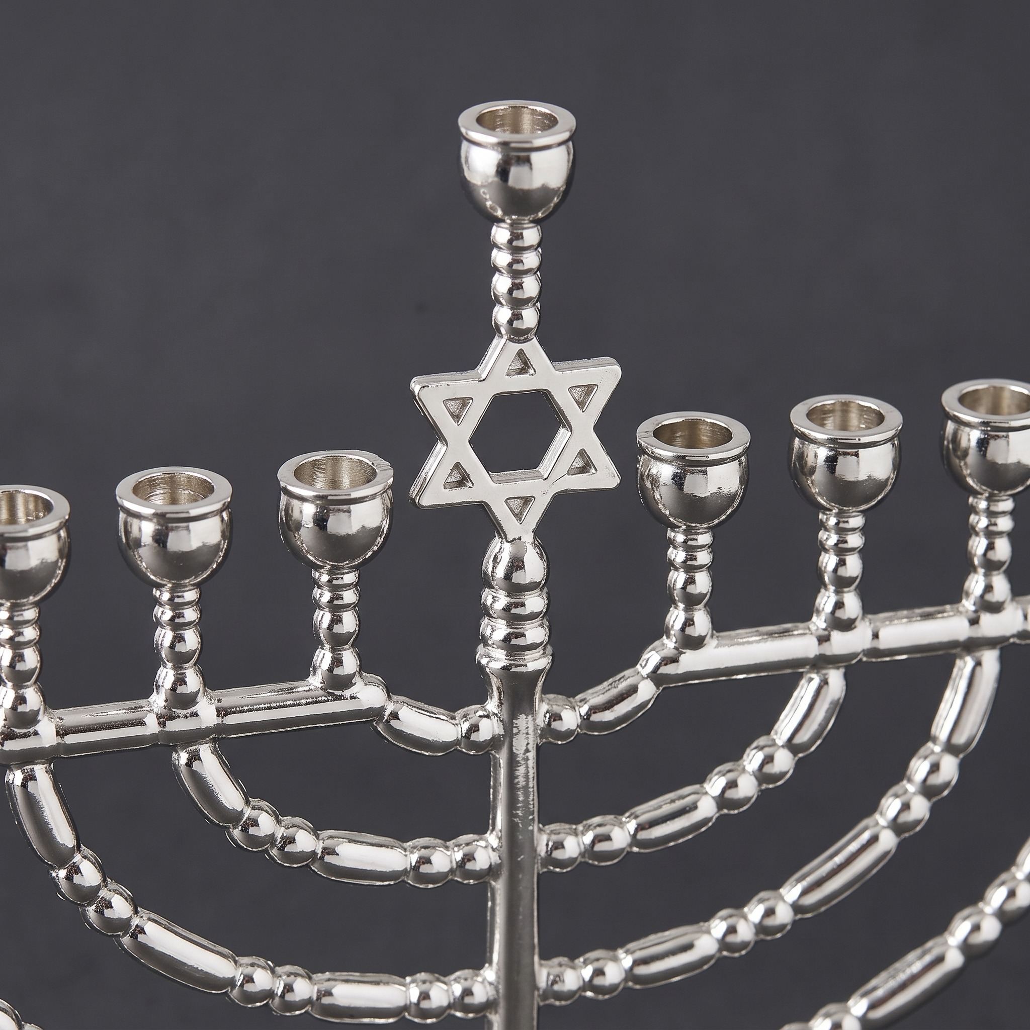 Hanukkah Menorah with Star Detail, Silvertone, photo 4 of 5