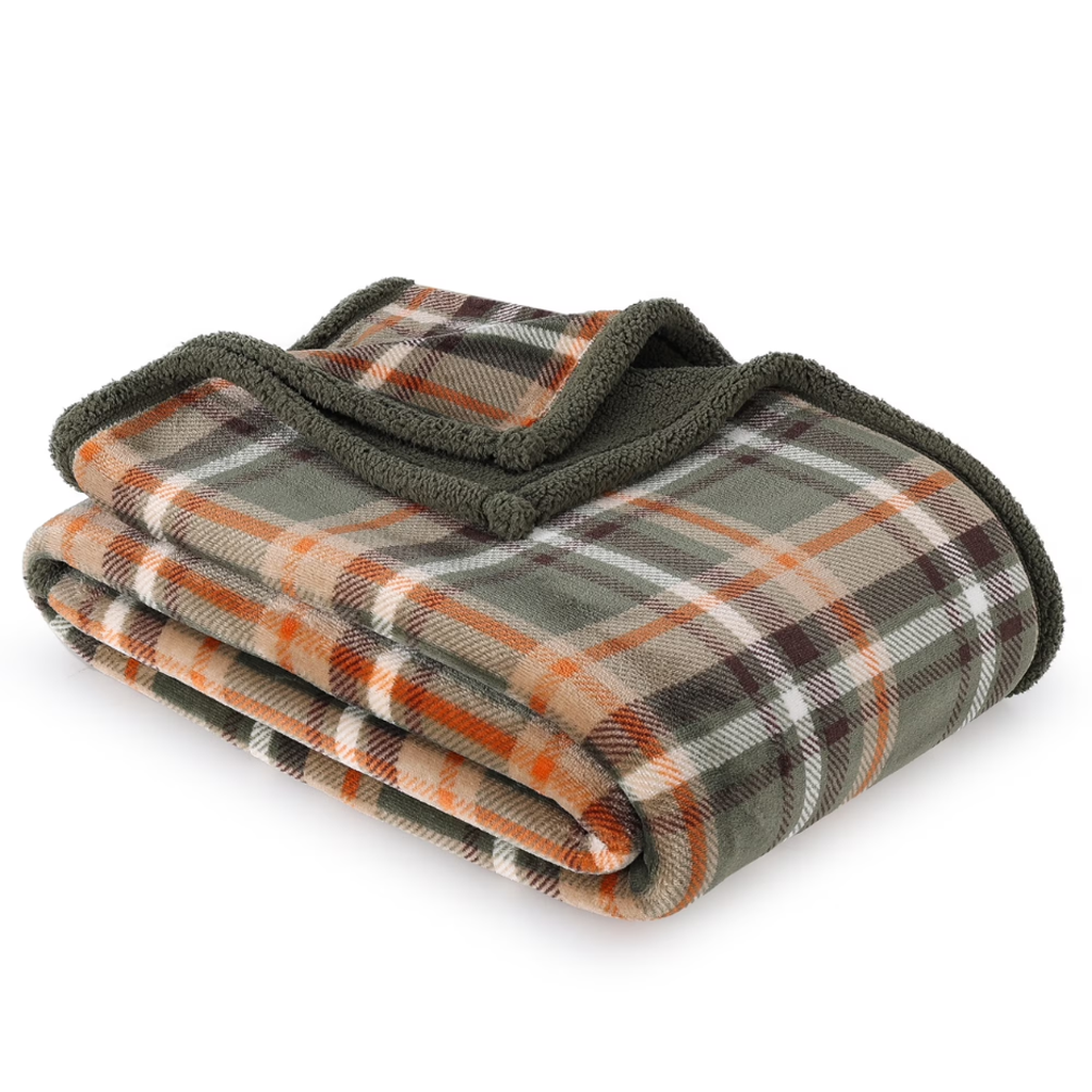 Throw Blanket with Reversible Plush and Sherpa, photo 3 of 10