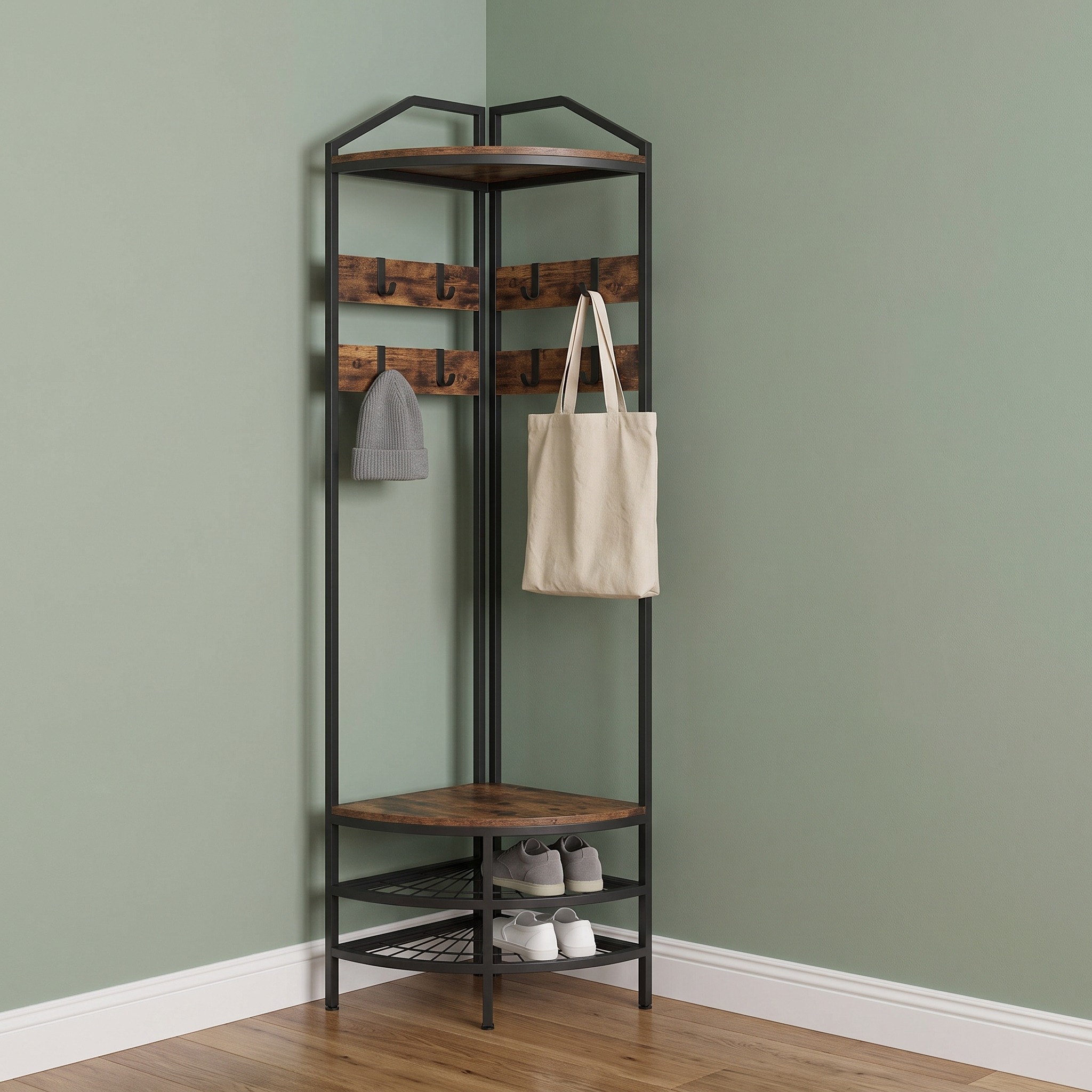 Corner Hall Tree with 8 Movable Hooks, photo 3 of 5