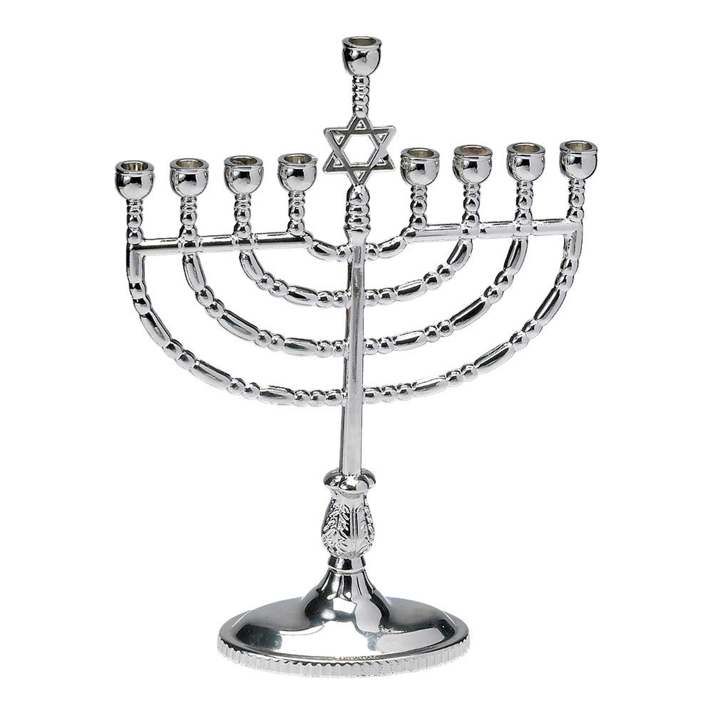 Hanukkah Menorah with Star Detail, Silvertone, photo 3 of 5
