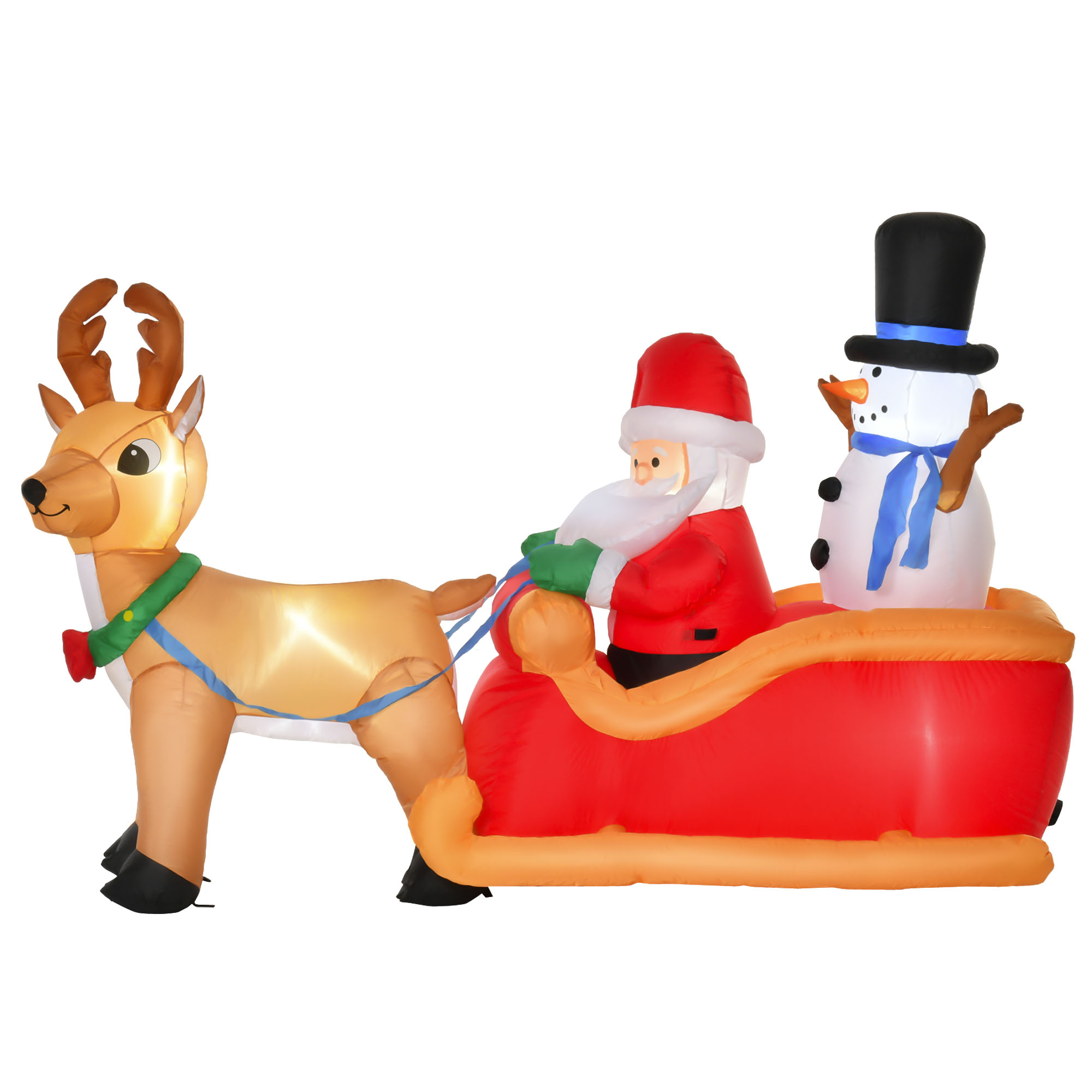 Santa Sleigh Inflatable with LEDs, 79 in, Red and Yellow, photo 4 of 5