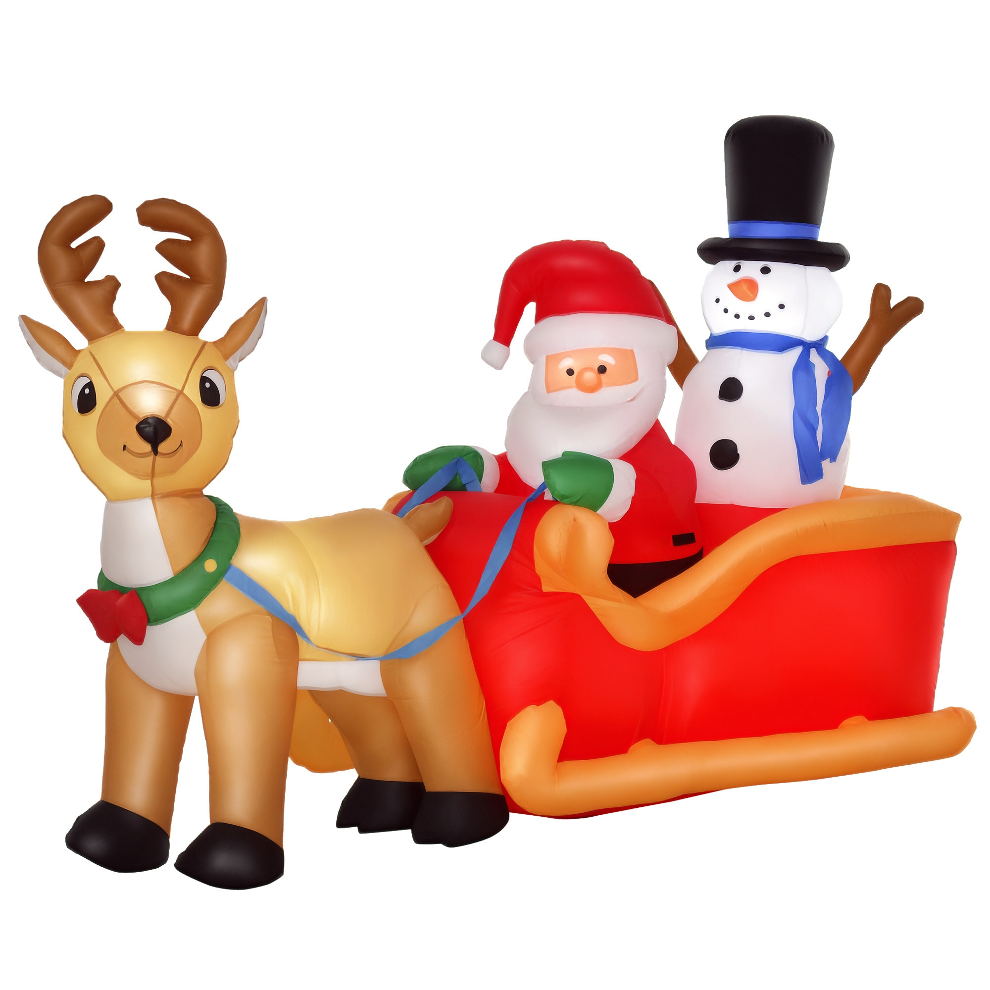 Santa Sleigh Inflatable with LEDs, 79 in, Red and Yellow, photo 3 of 5