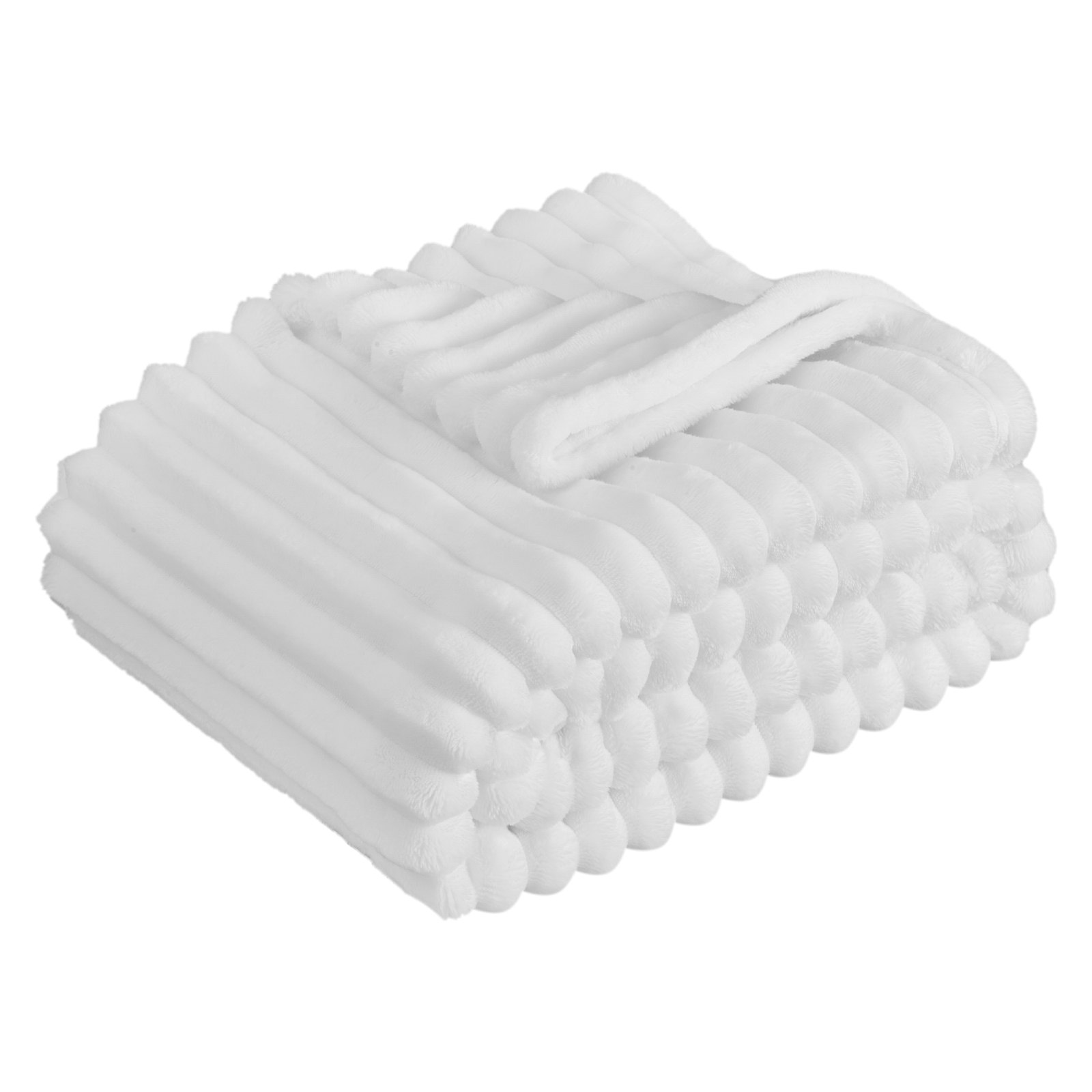 Throw Blanket with Raised Ribs, 50 x 60 in, White, photo 3 of 5