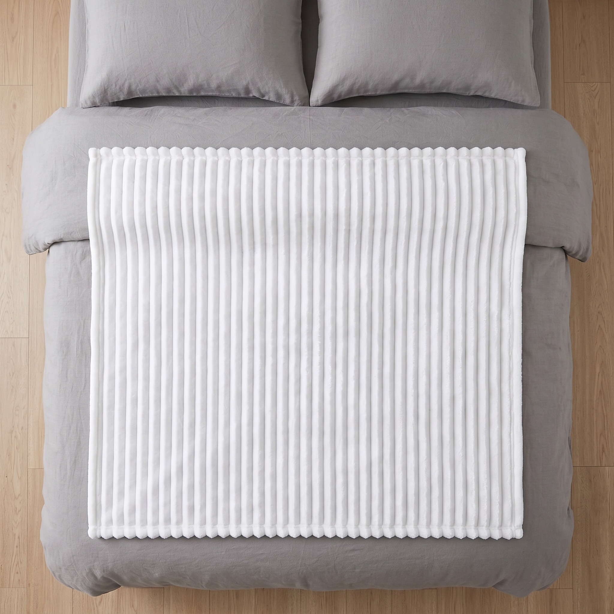 Throw Blanket with Raised Ribs, 50 x 60 in, White, photo 2 of 5