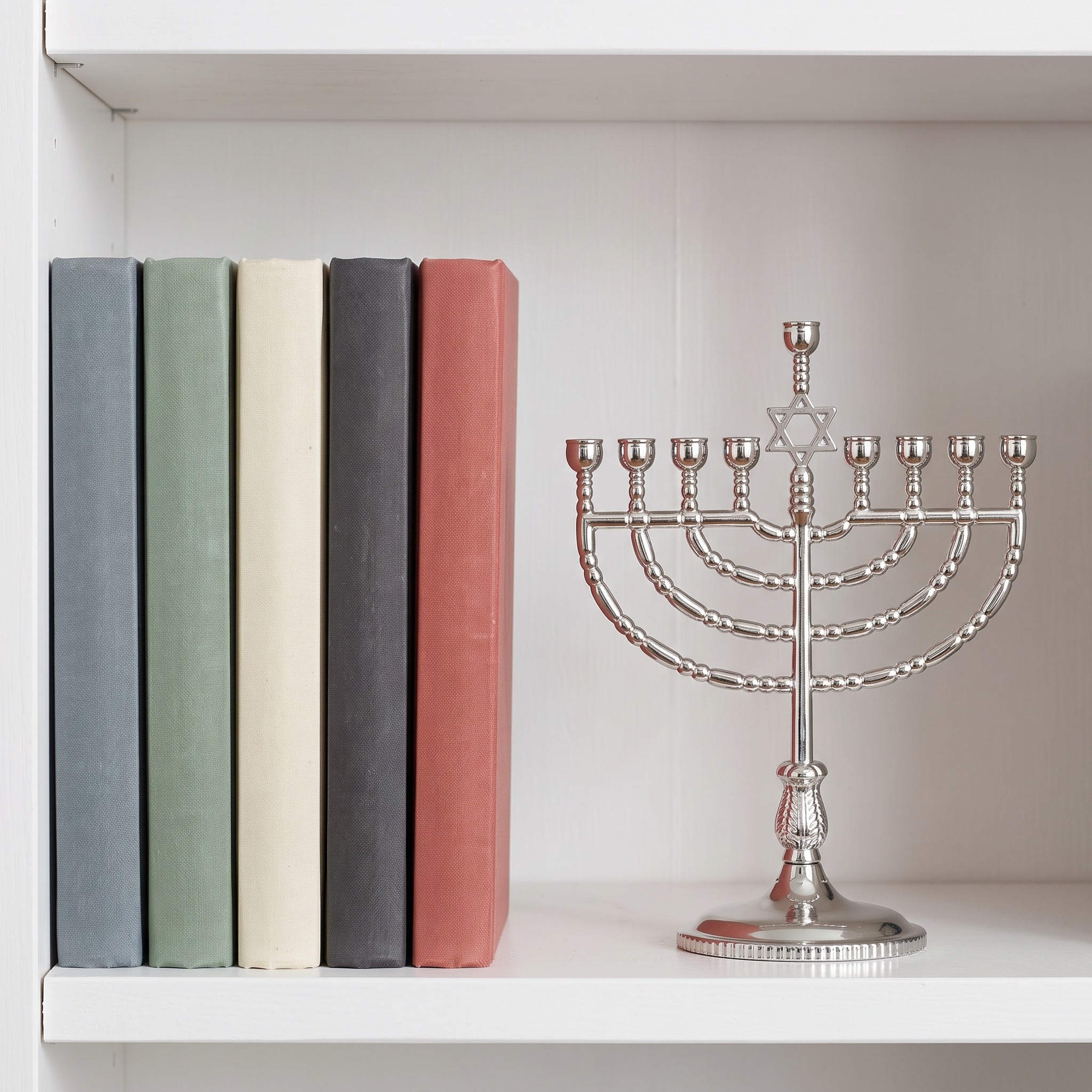 Hanukkah Menorah with Star Detail, Silvertone, photo 2 of 5