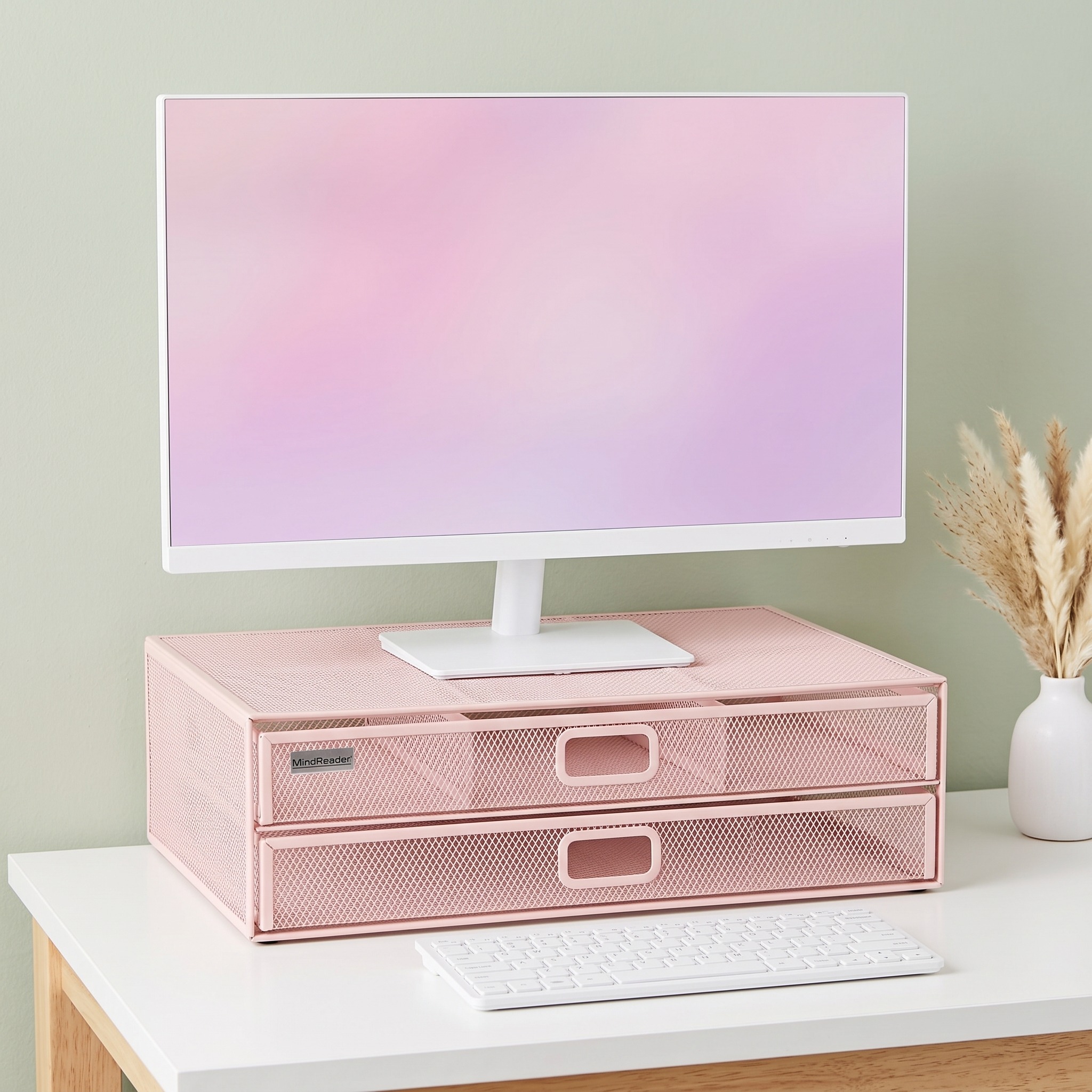 Monitor Stand with Two Mesh Storage Drawers, photo 4 of 5