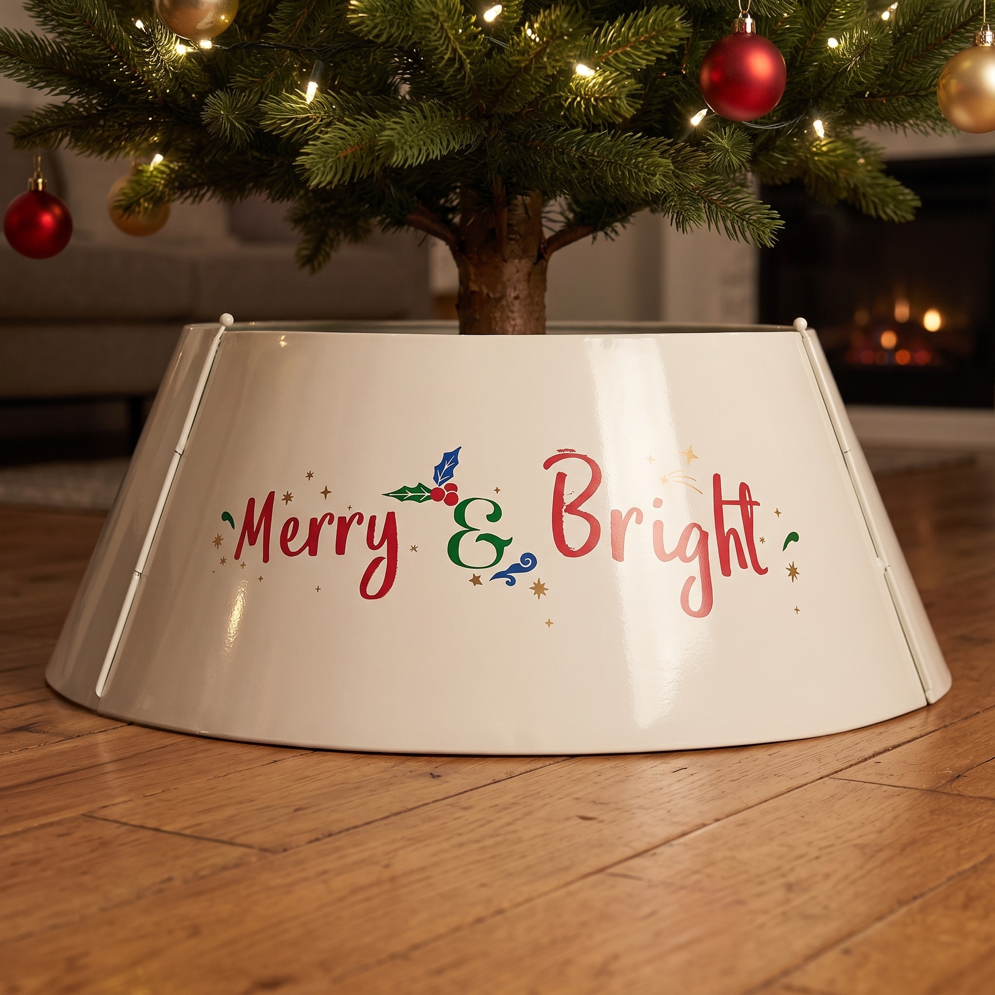 Steel Christmas Tree Collar, 26 in, Cream White, photo 1 of 5