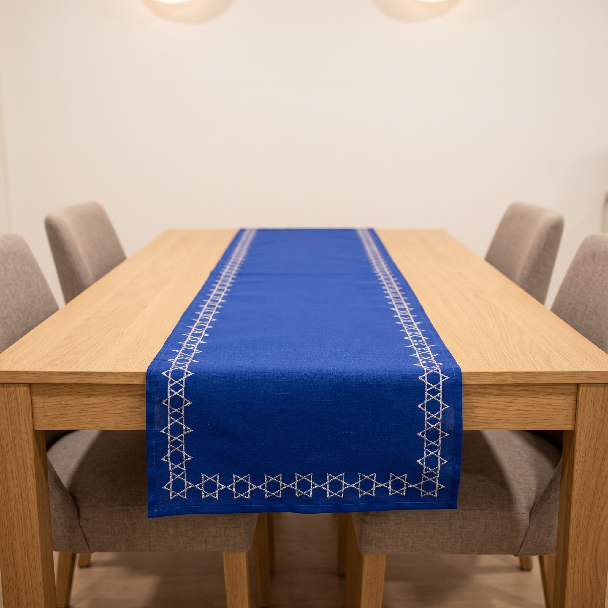 Table Runner with Embroidered Stars of David, photo 1 of 5