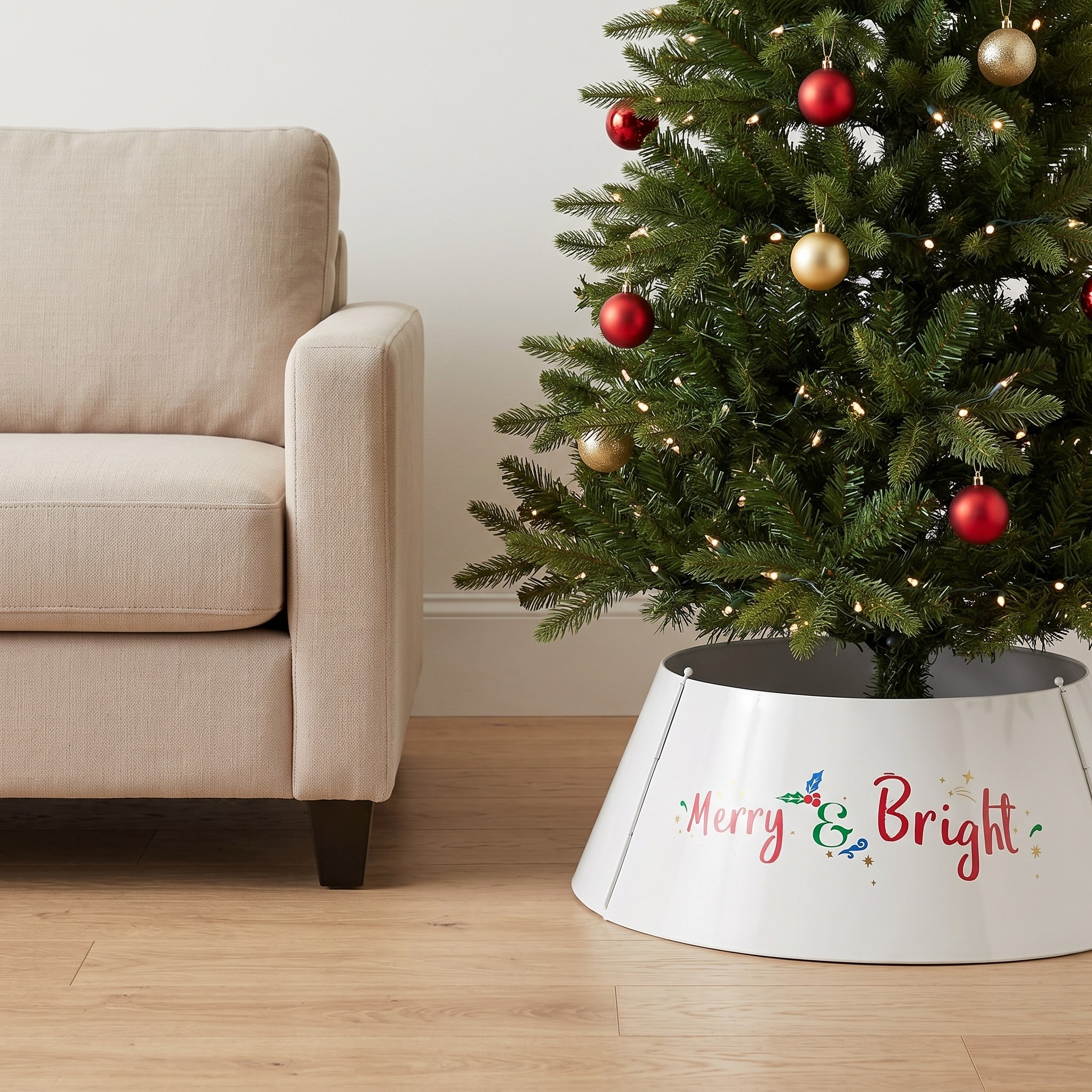 Steel Christmas Tree Collar, 26 in, Cream White, photo 2 of 5