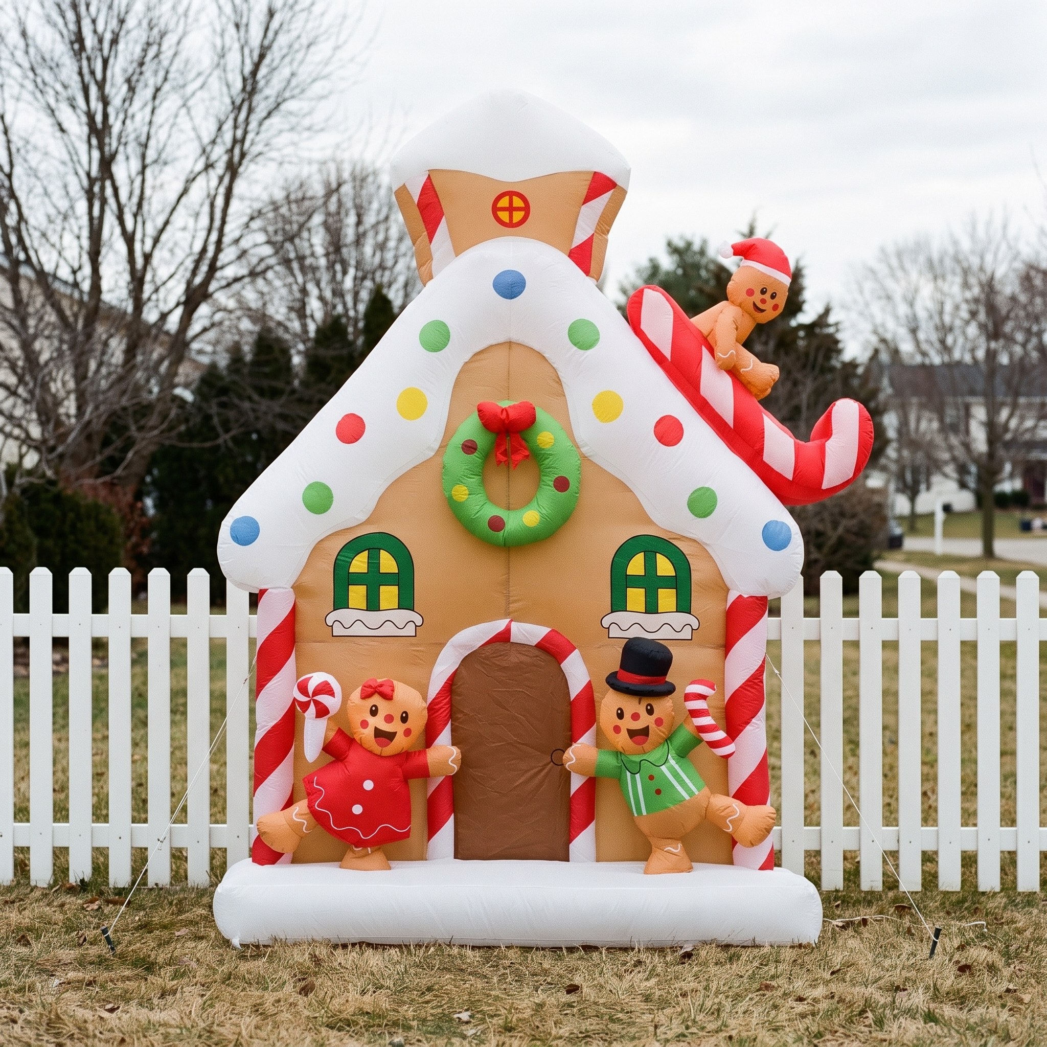 7 ft Gingerbread House Inflatable with LED Lights, photo 2 of 5