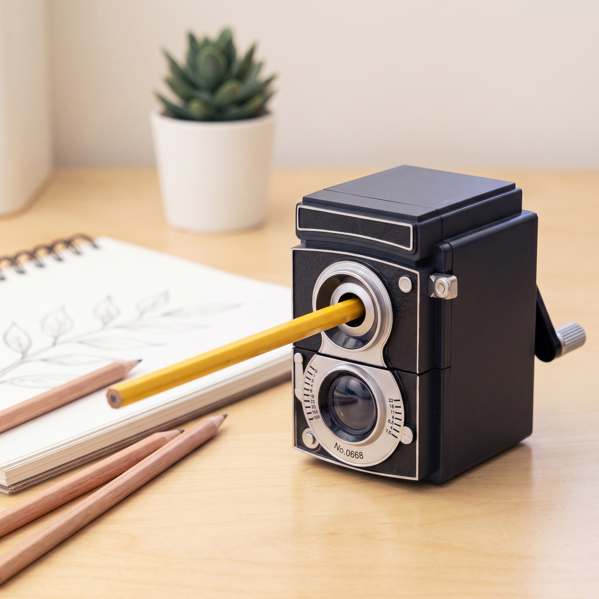 Manual Pencil Sharpener with Camera Shape, Black, photo 1 of 5