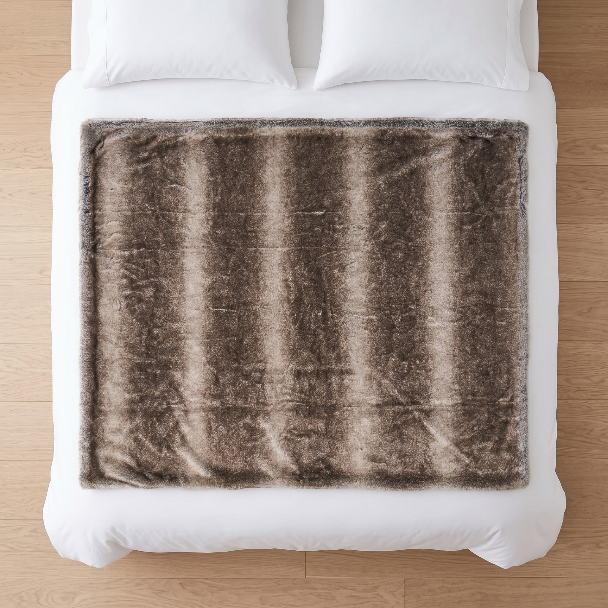Faux Fur Throw Blanket, 50 x 60 in, Brown, photo 2 of 5