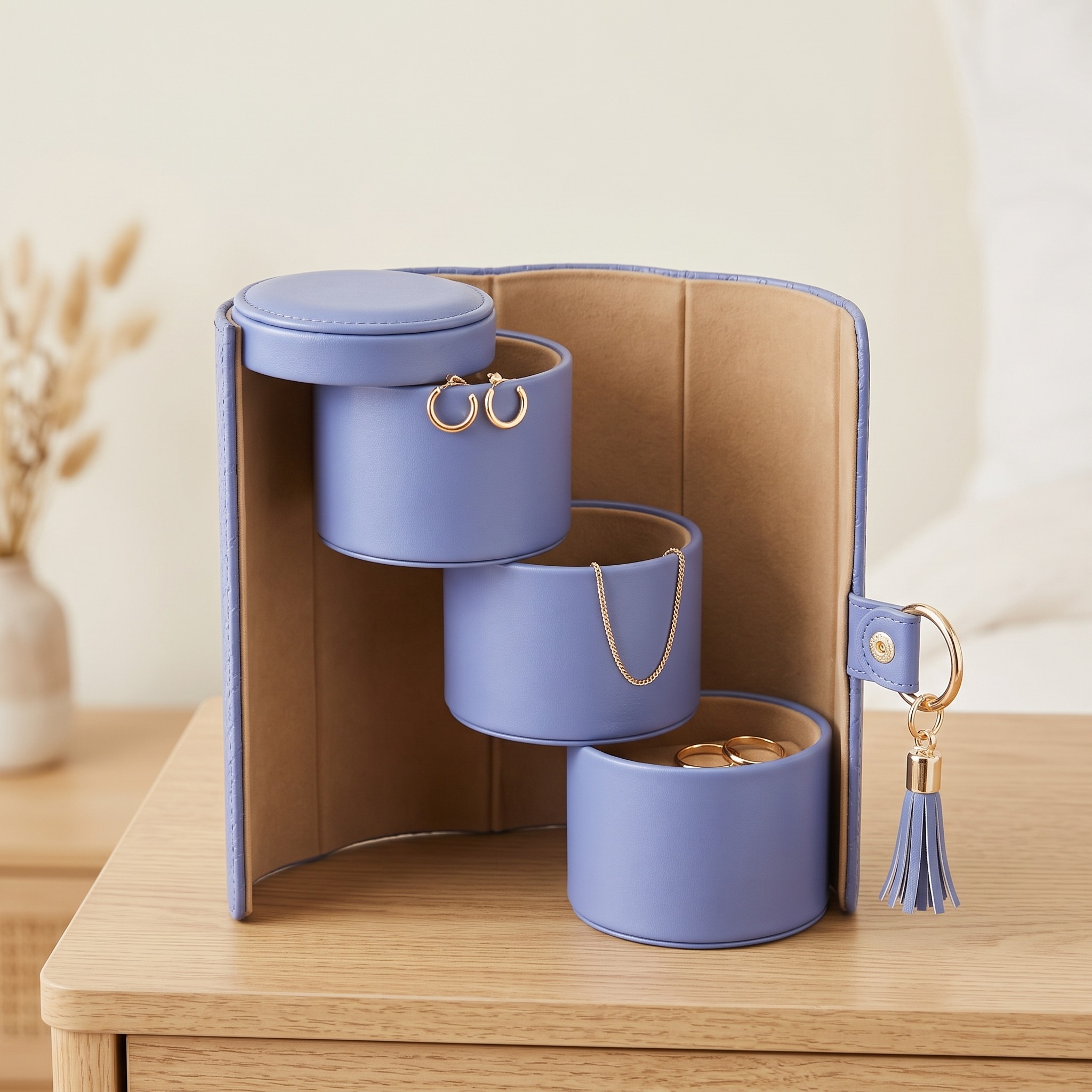 Jewelry Case with Three Rotating Compartments, photo 1 of 12