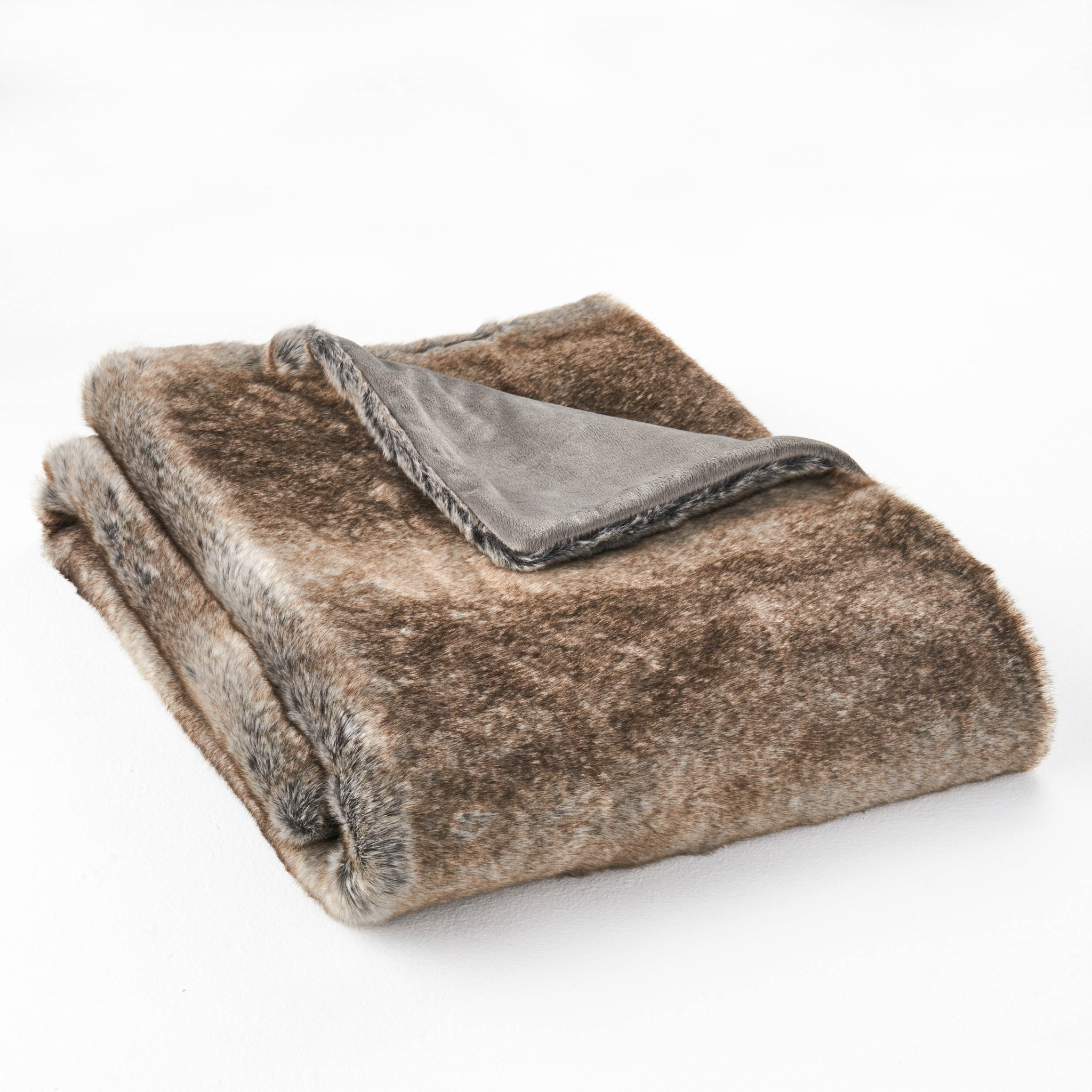 Faux Fur Throw Blanket, 50 x 60 in, Brown, photo 3 of 5