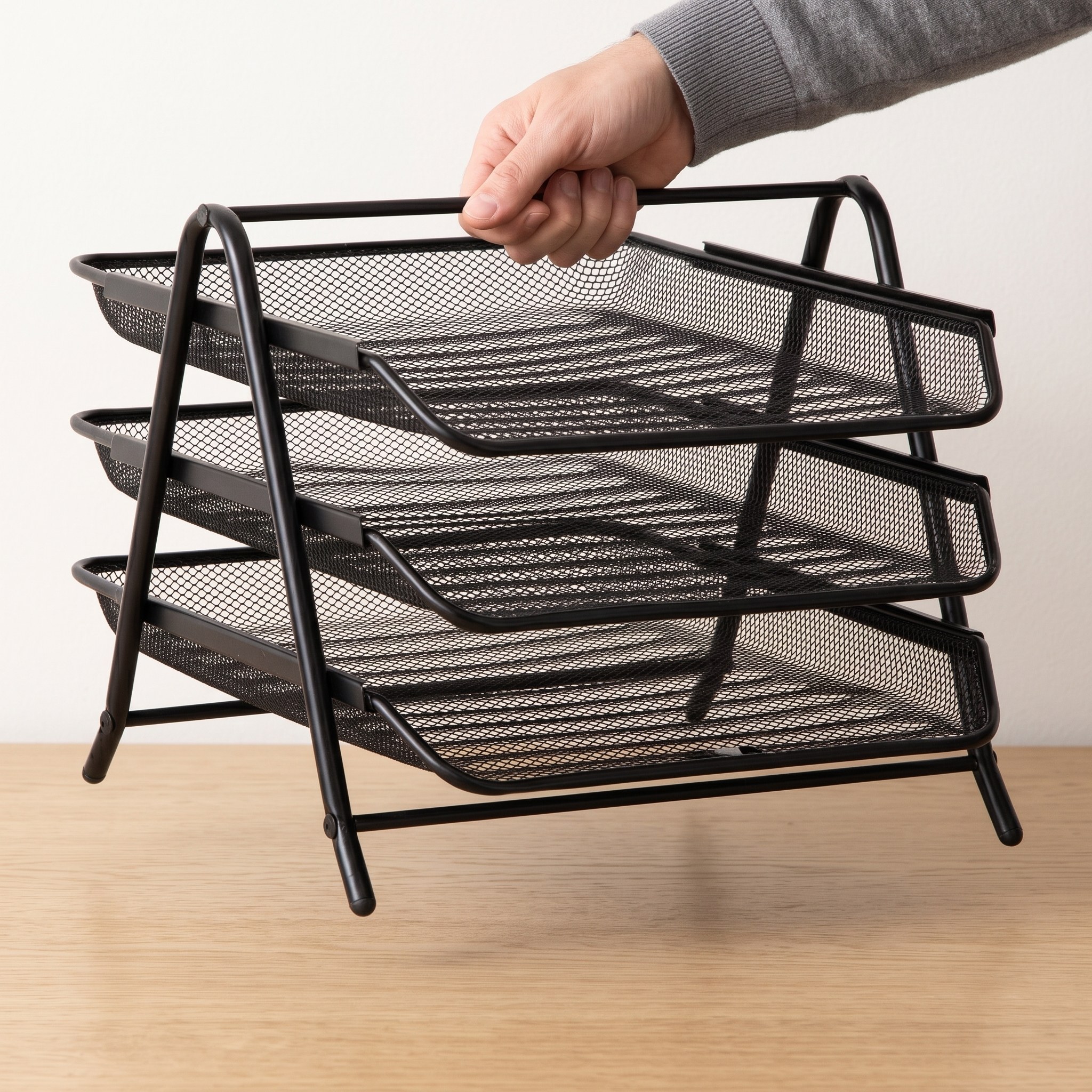 3-Tier Paper Tray with Carry Handle, Black, photo 5 of 5