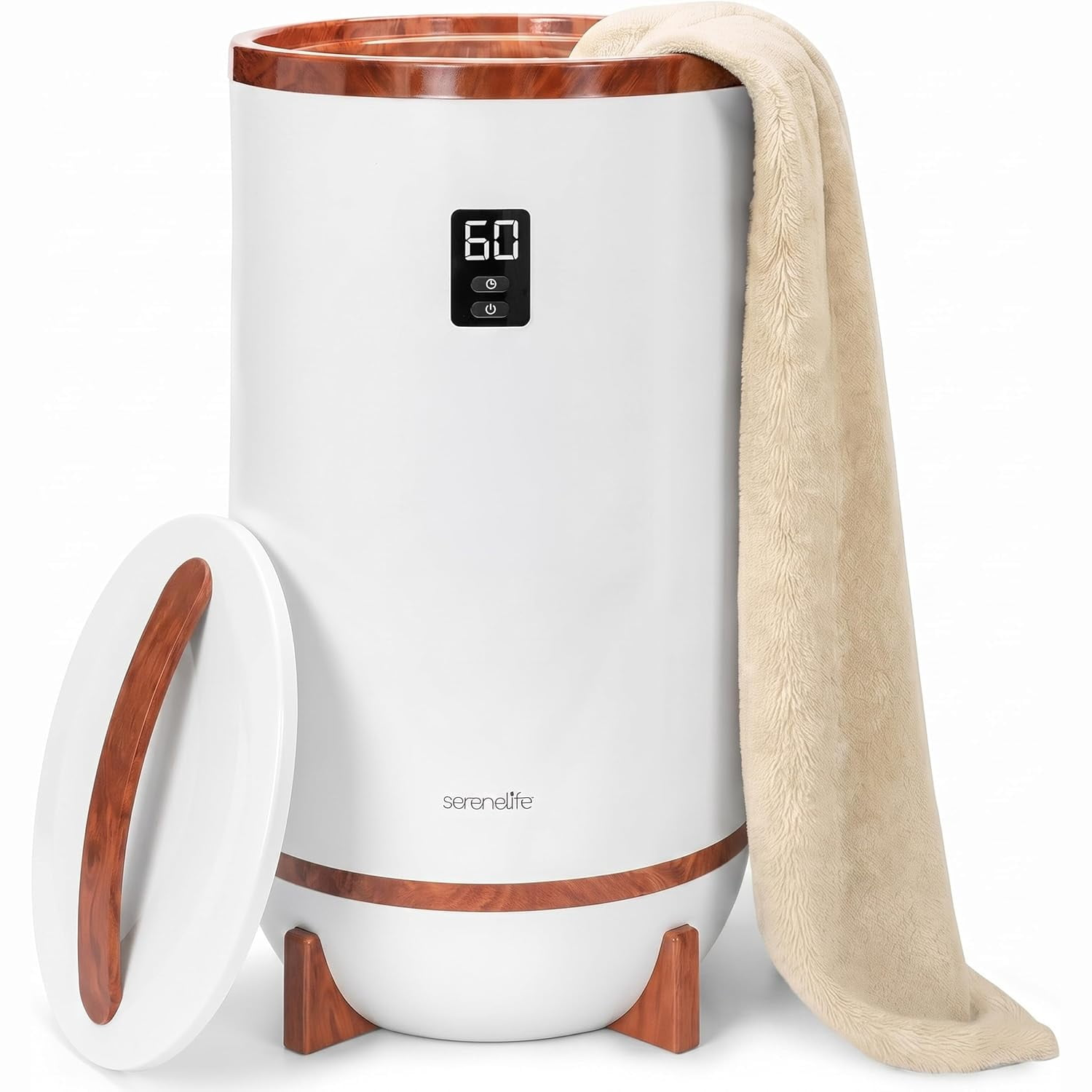 Towel Warmer Bucket with Four Timer Settings — White / Cherry, photo 7 of 9