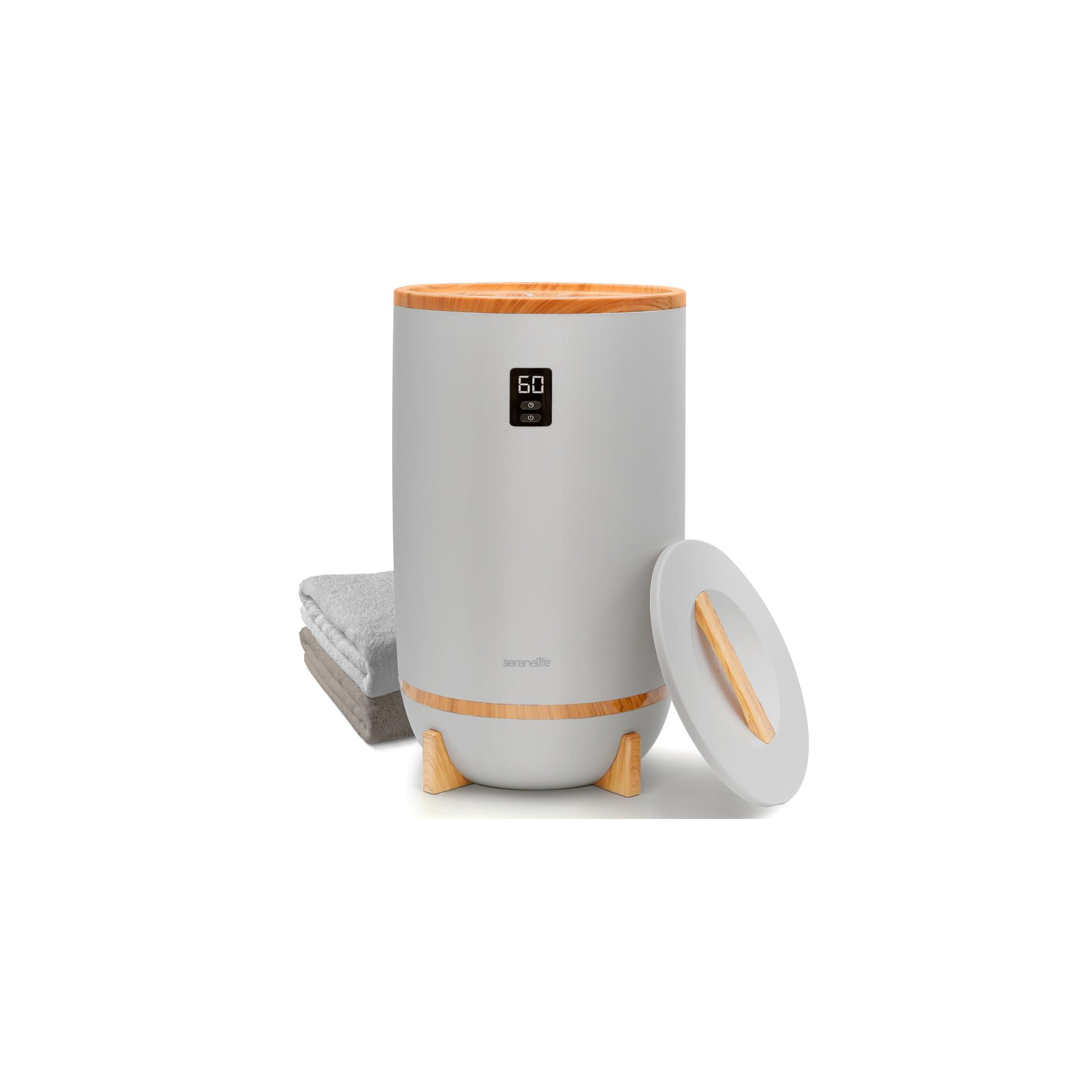Towel Warmer Bucket with Four Timer Settings — Gray / Light Wood Look, photo 9 of 9