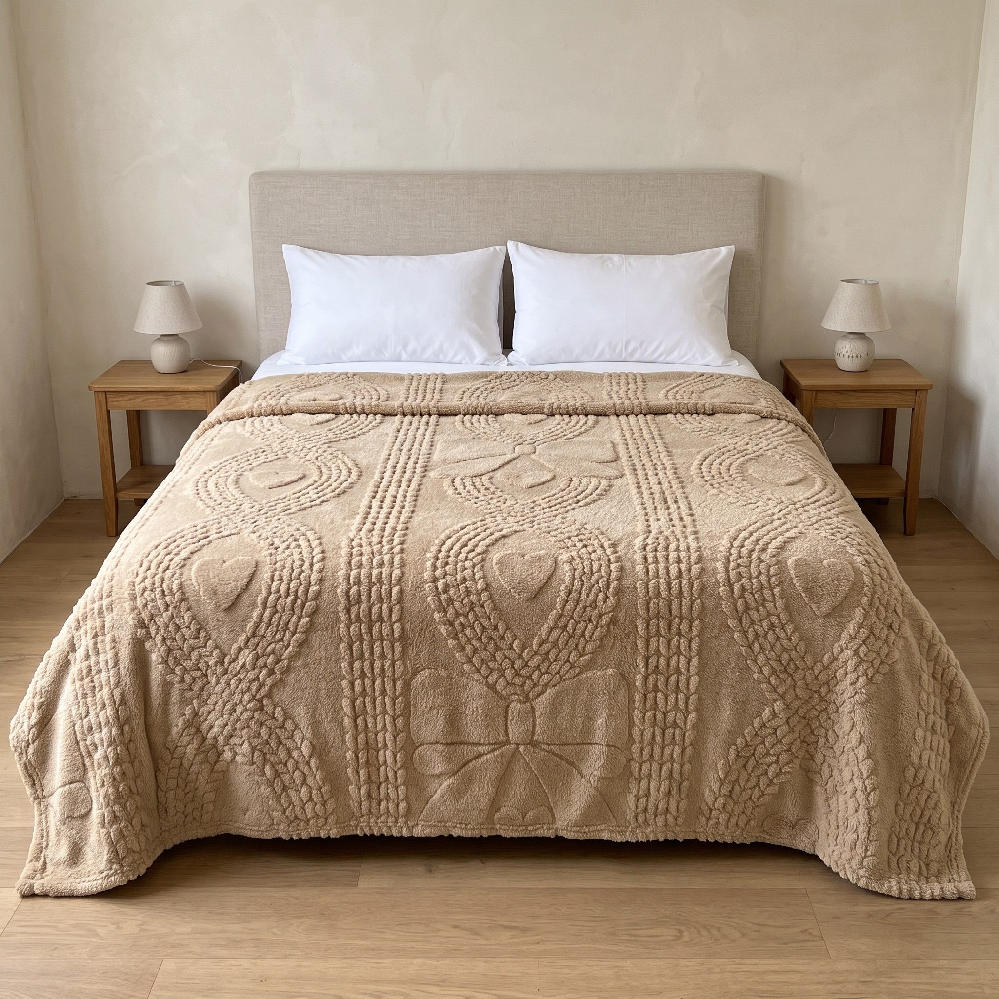 Plush Throw Blanket with Raised Hearts, photo 3 of 14