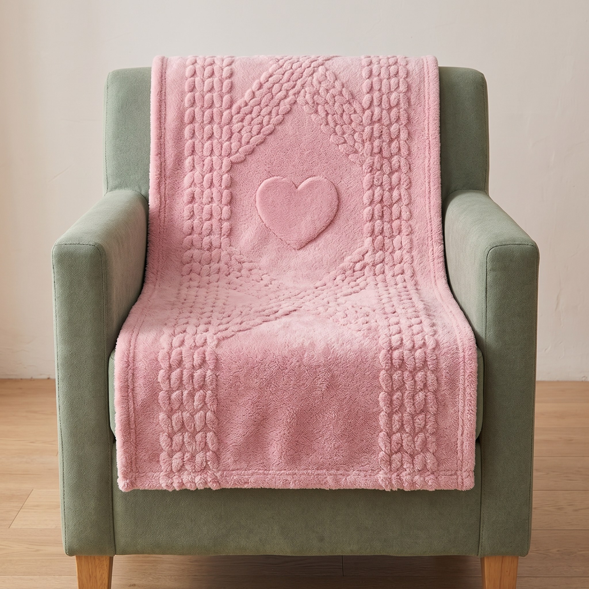 Plush Throw Blanket with Raised Hearts — Pink, 28 x 39 in, photo 6 of 14