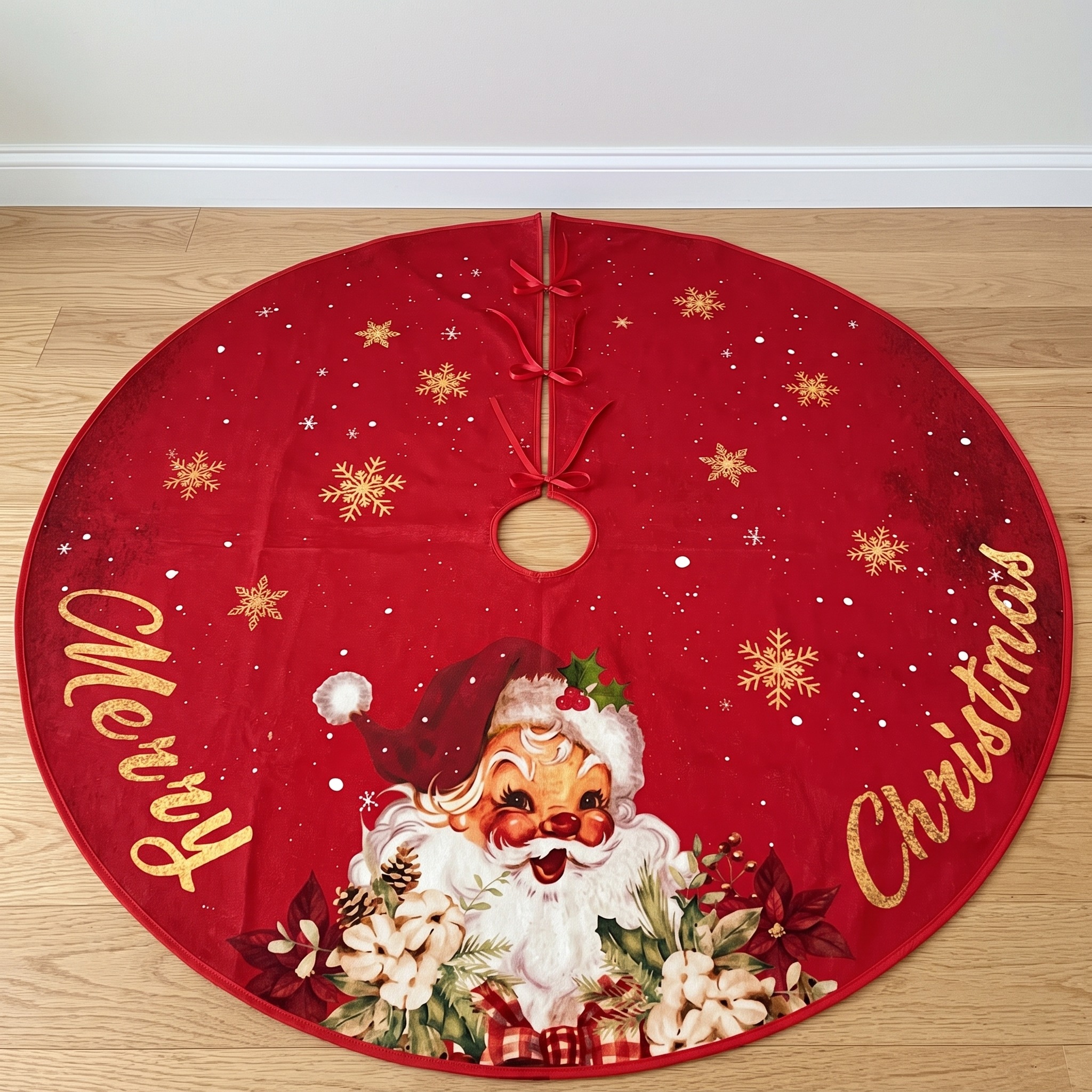 Christmas Tree Skirt with Vintage Santa Print, photo 2 of 5