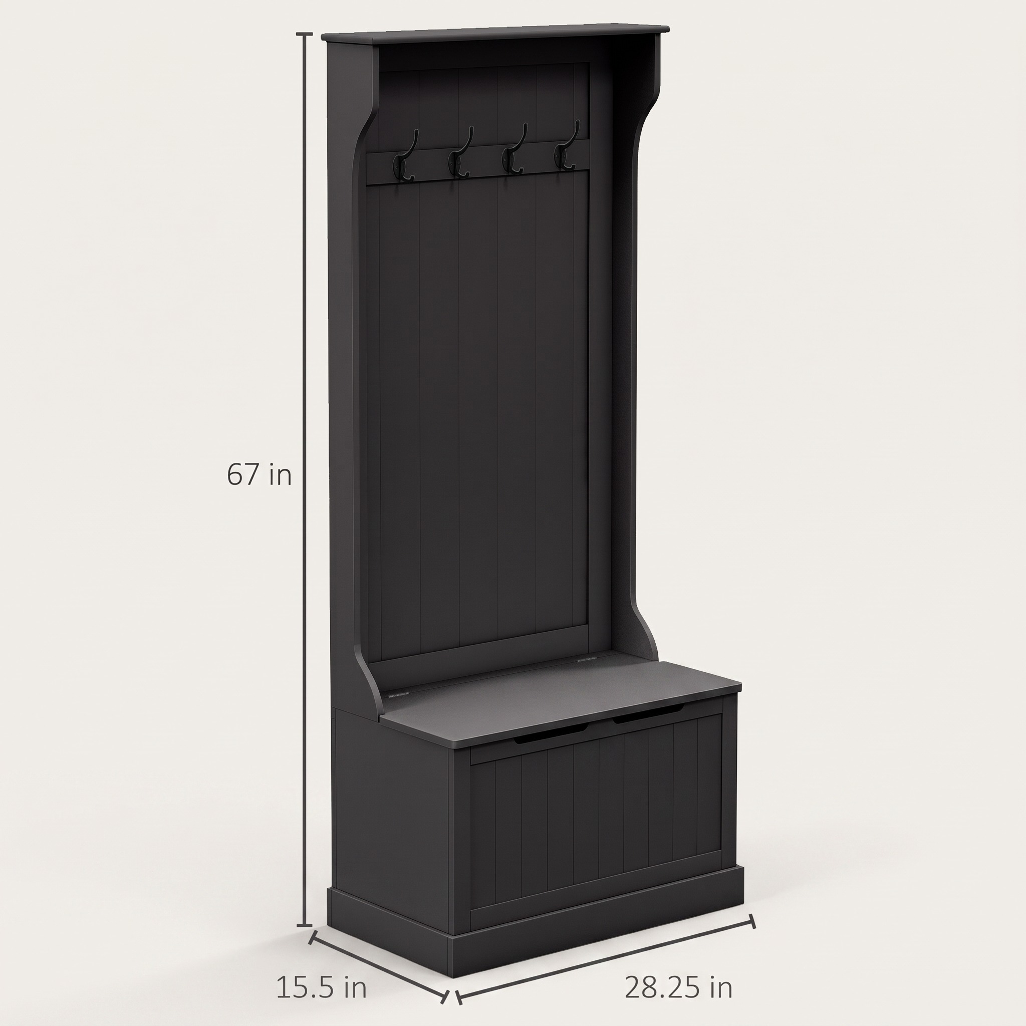 Hall Tree with Lift-Top Storage Bench and 4 Double Hooks, photo 2 of 10