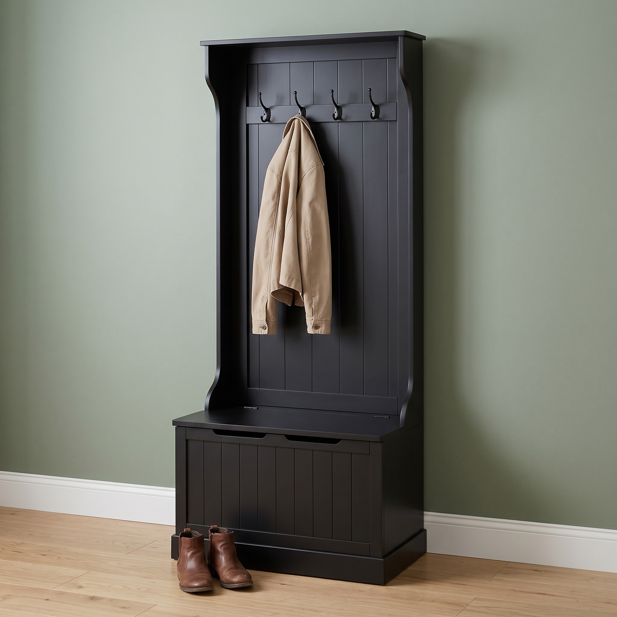 Hall Tree with Lift-Top Storage Bench and 4 Double Hooks, photo 1 of 10