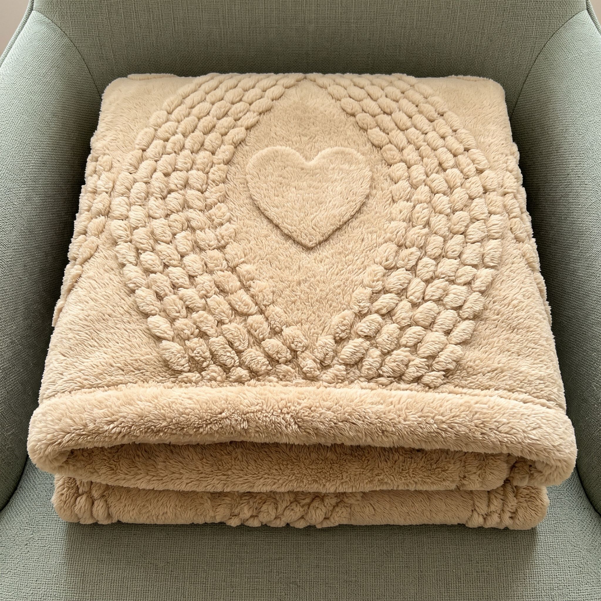 Plush Throw Blanket with Raised Hearts, photo 2 of 14