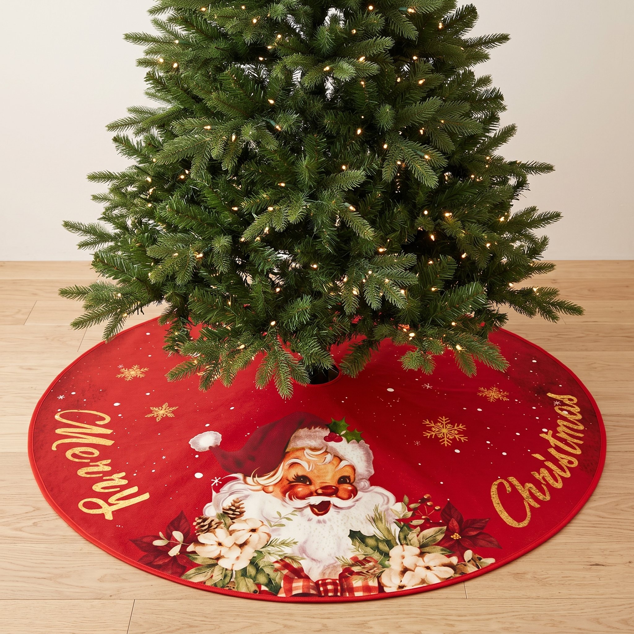 Christmas Tree Skirt with Vintage Santa Print, photo 1 of 5