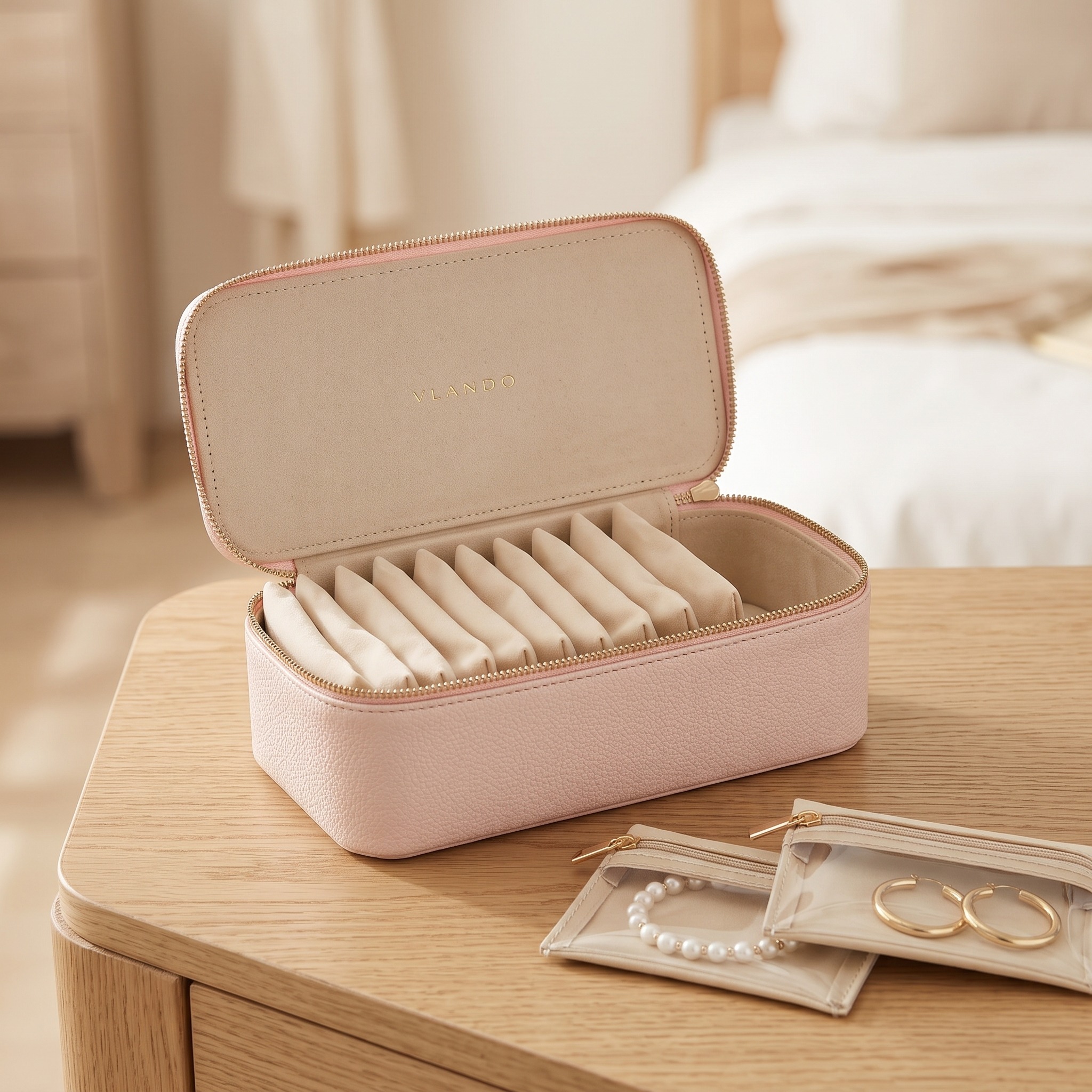 Jewelry Organizer Case with Removable Clear Pouches — Apricot Blush, photo 8 of 11