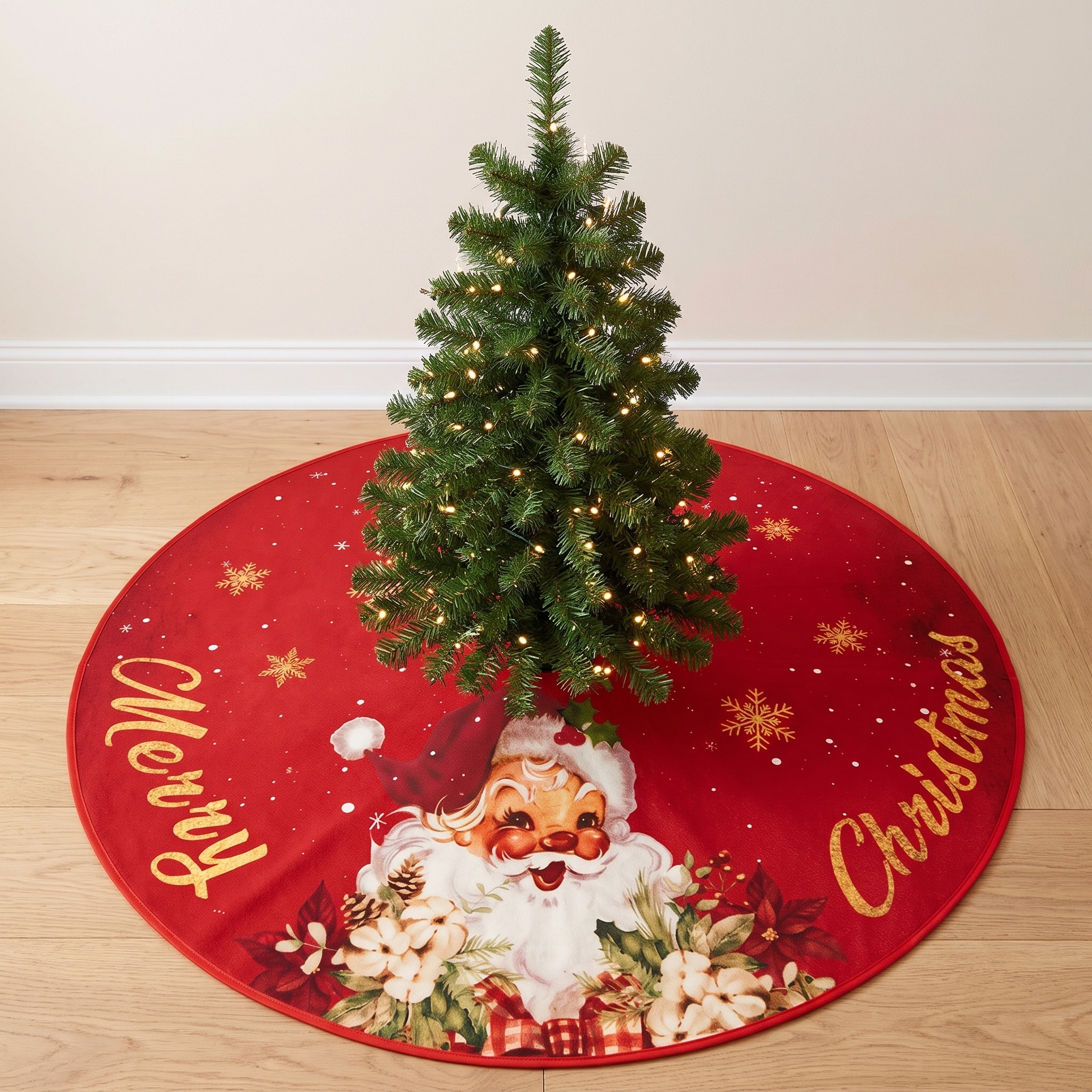 Christmas Tree Skirt with Vintage Santa Print, photo 5 of 5