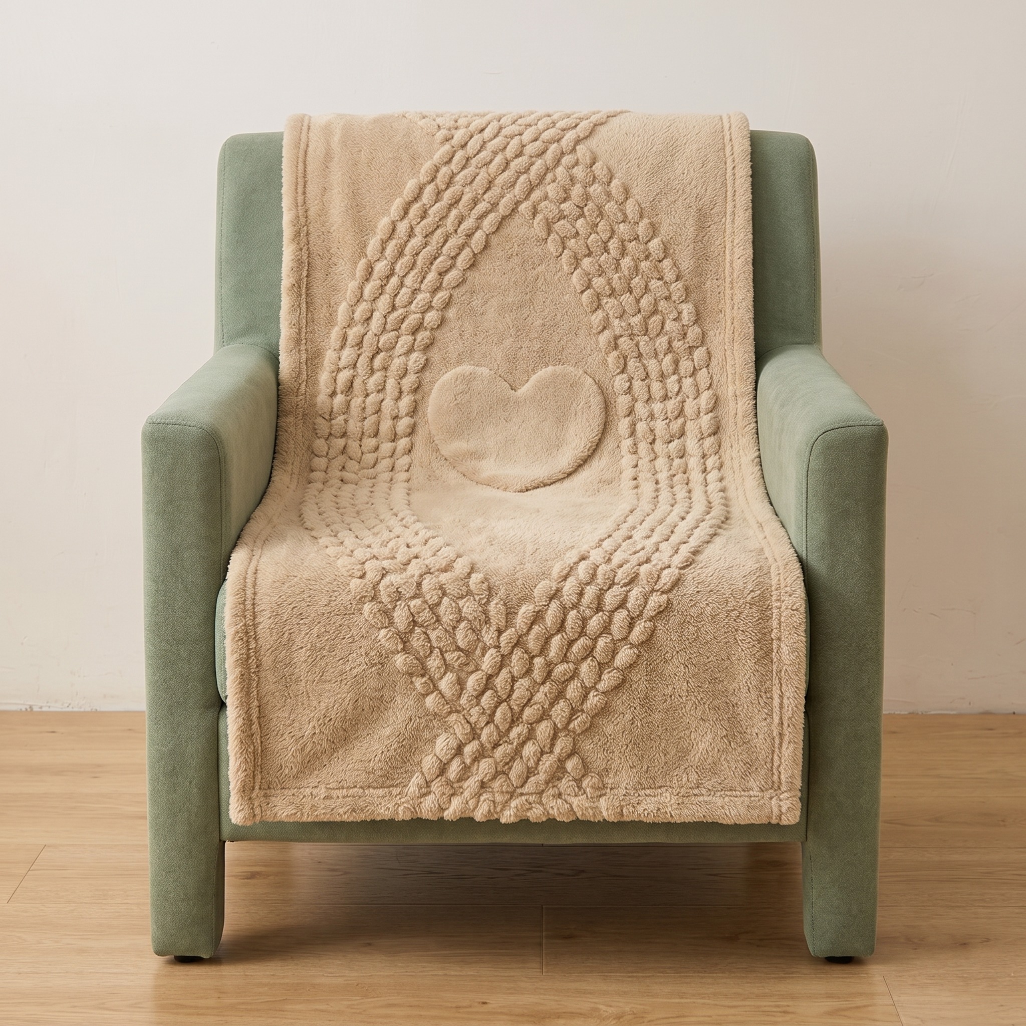 Plush Throw Blanket with Raised Hearts — Light Brown, 28 x 39 in, photo 11 of 14