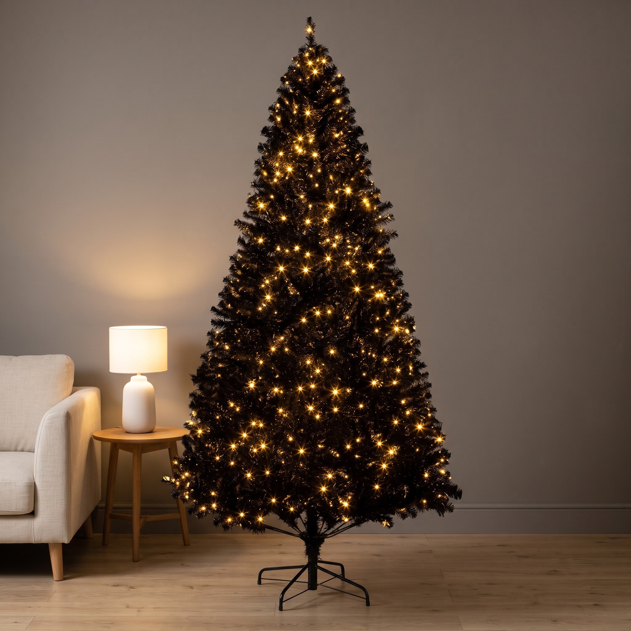 Christmas Tree with Warm White LED Lights — Black, 7.5 ft, photo 6 of 10