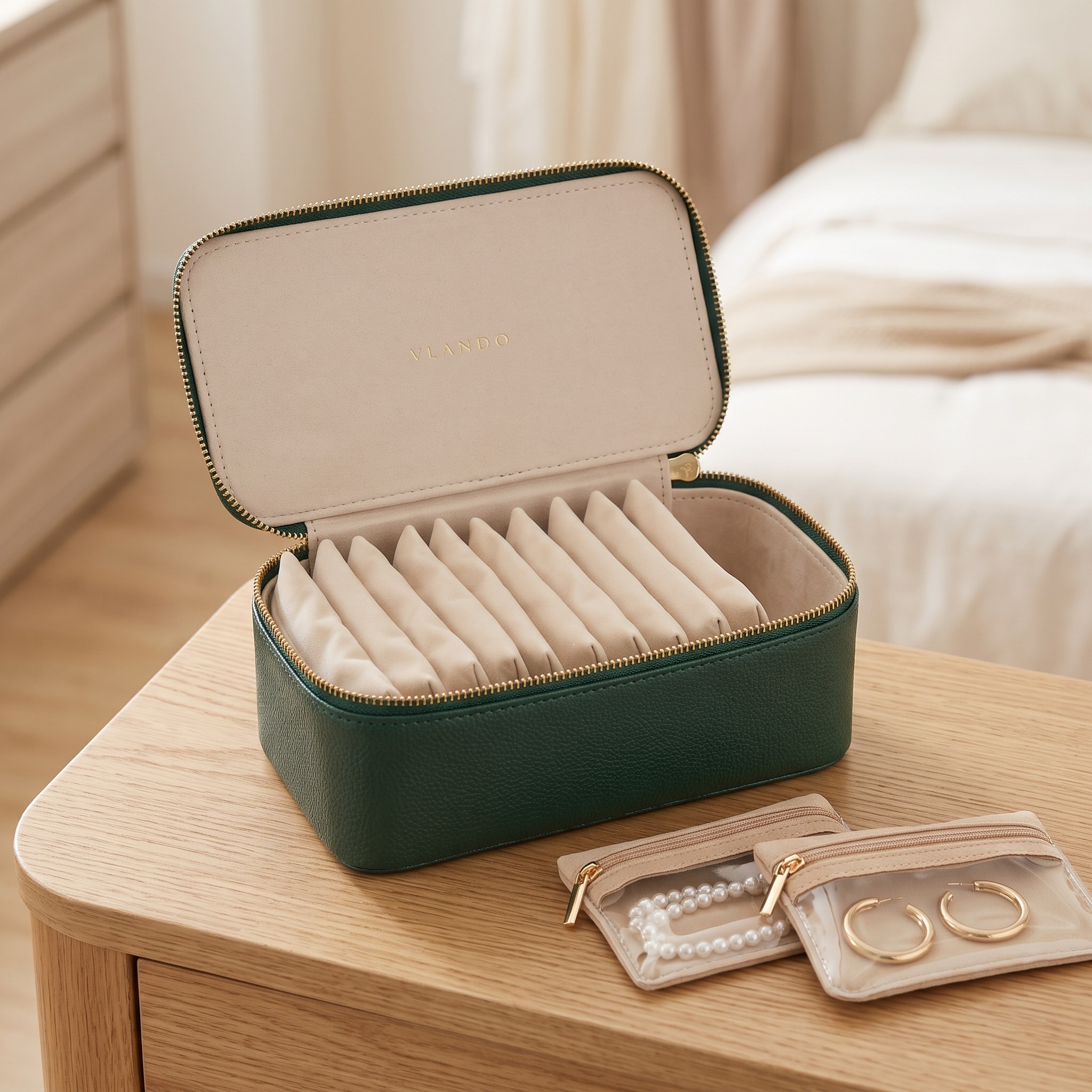 Jewelry Organizer Case with Removable Clear Pouches — Green, photo 6 of 11