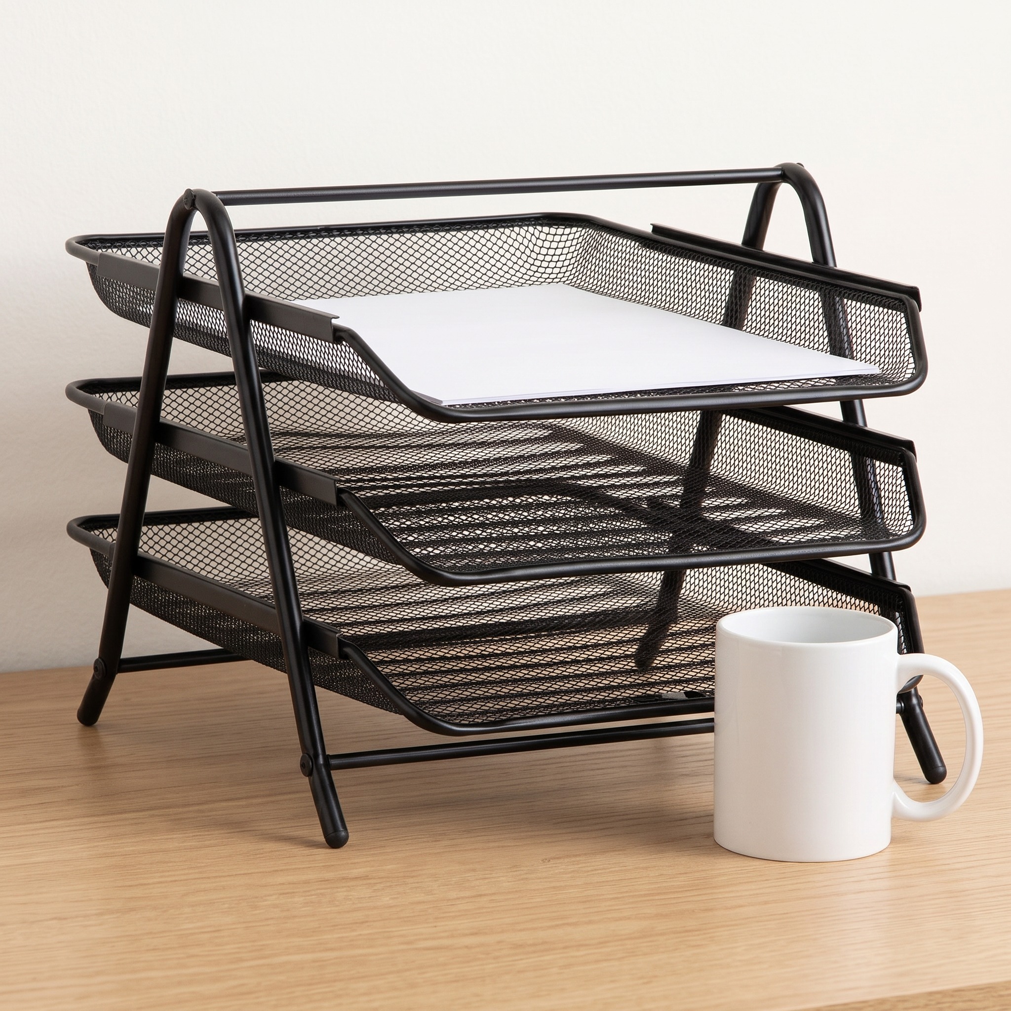 3-Tier Paper Tray with Carry Handle, Black, photo 2 of 5