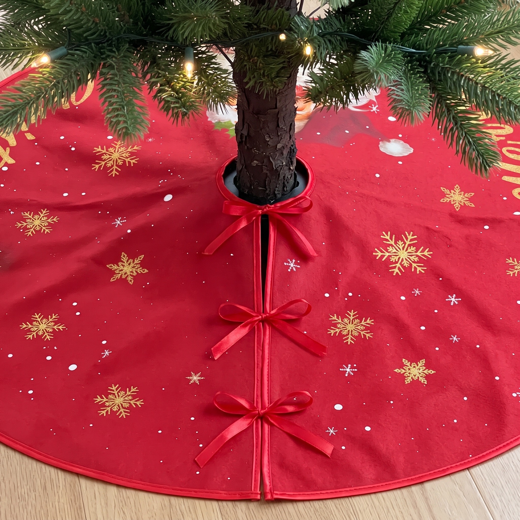Christmas Tree Skirt with Vintage Santa Print, photo 4 of 5
