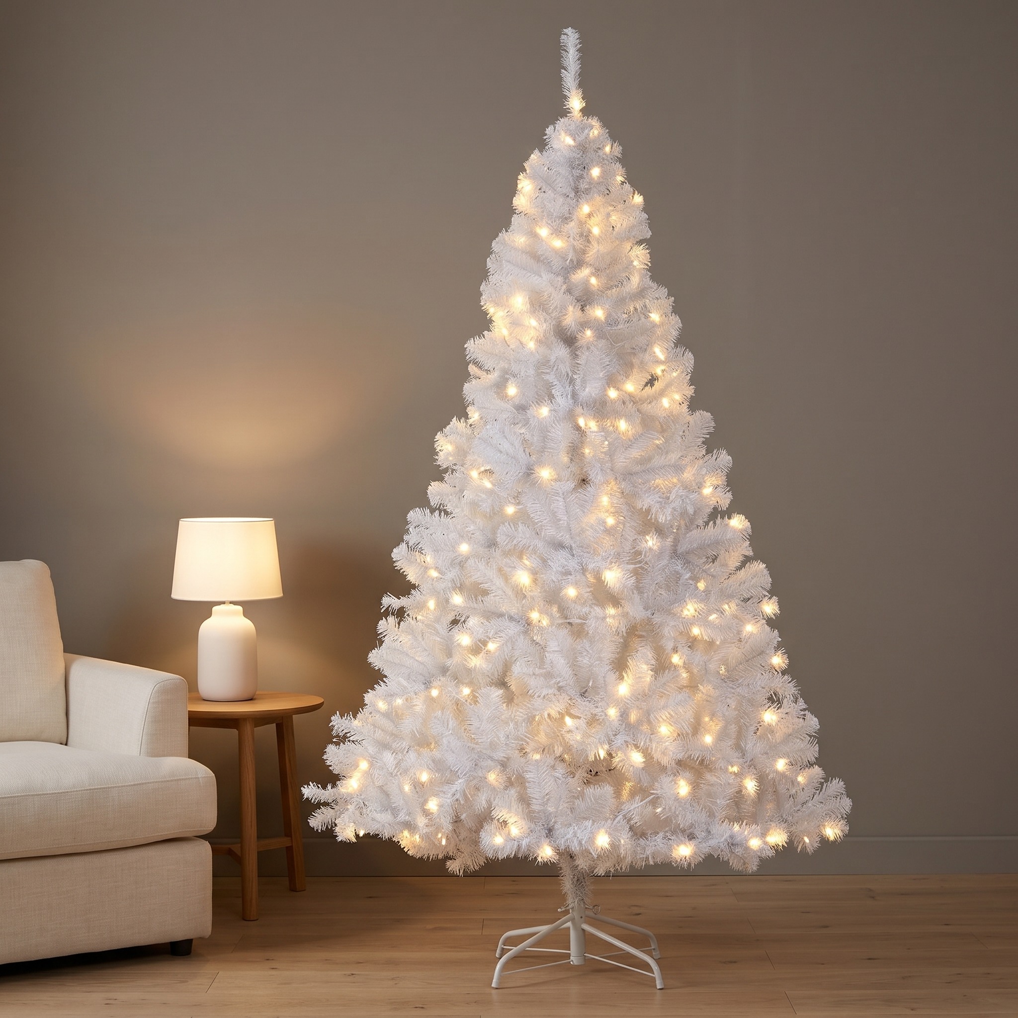 Christmas Tree with Warm White LED Lights — White, 6 ft, photo 8 of 10