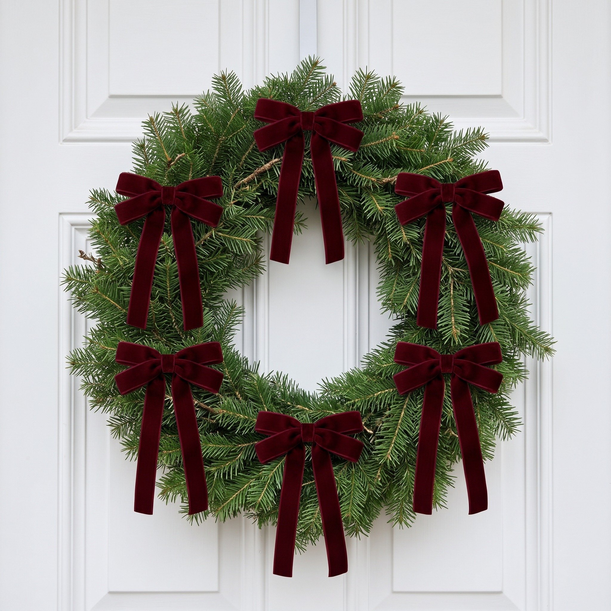 24 Velvet Christmas Tree Bows, Burgundy, photo 5 of 5