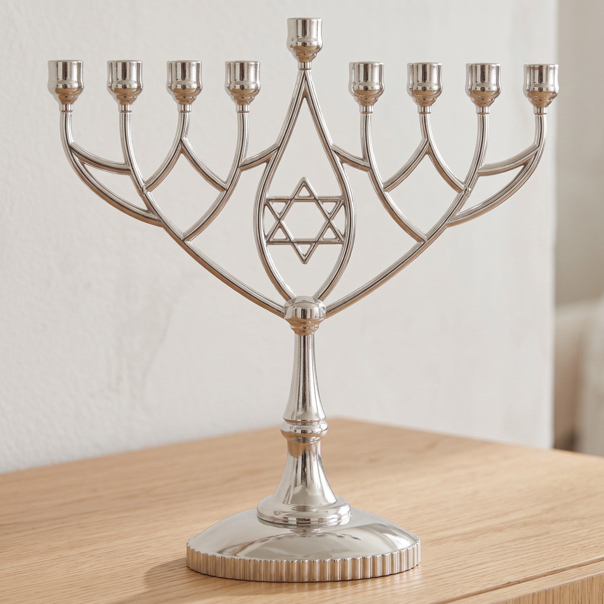 Hanukkah Menorah with Geometric Branches, photo 1 of 7