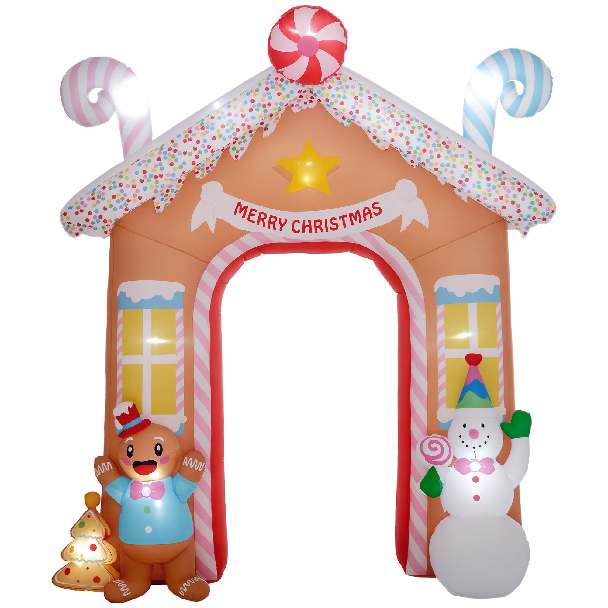 10 ft Gingerbread Archway Inflatable with LEDs, Brown, photo 5 of 5