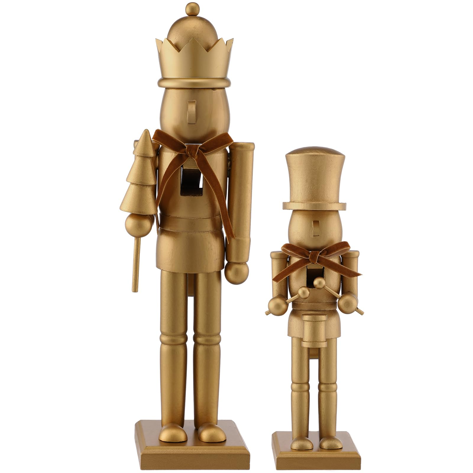 Wooden Nutcracker Duo with Velvet Bows, photo 3 of 7