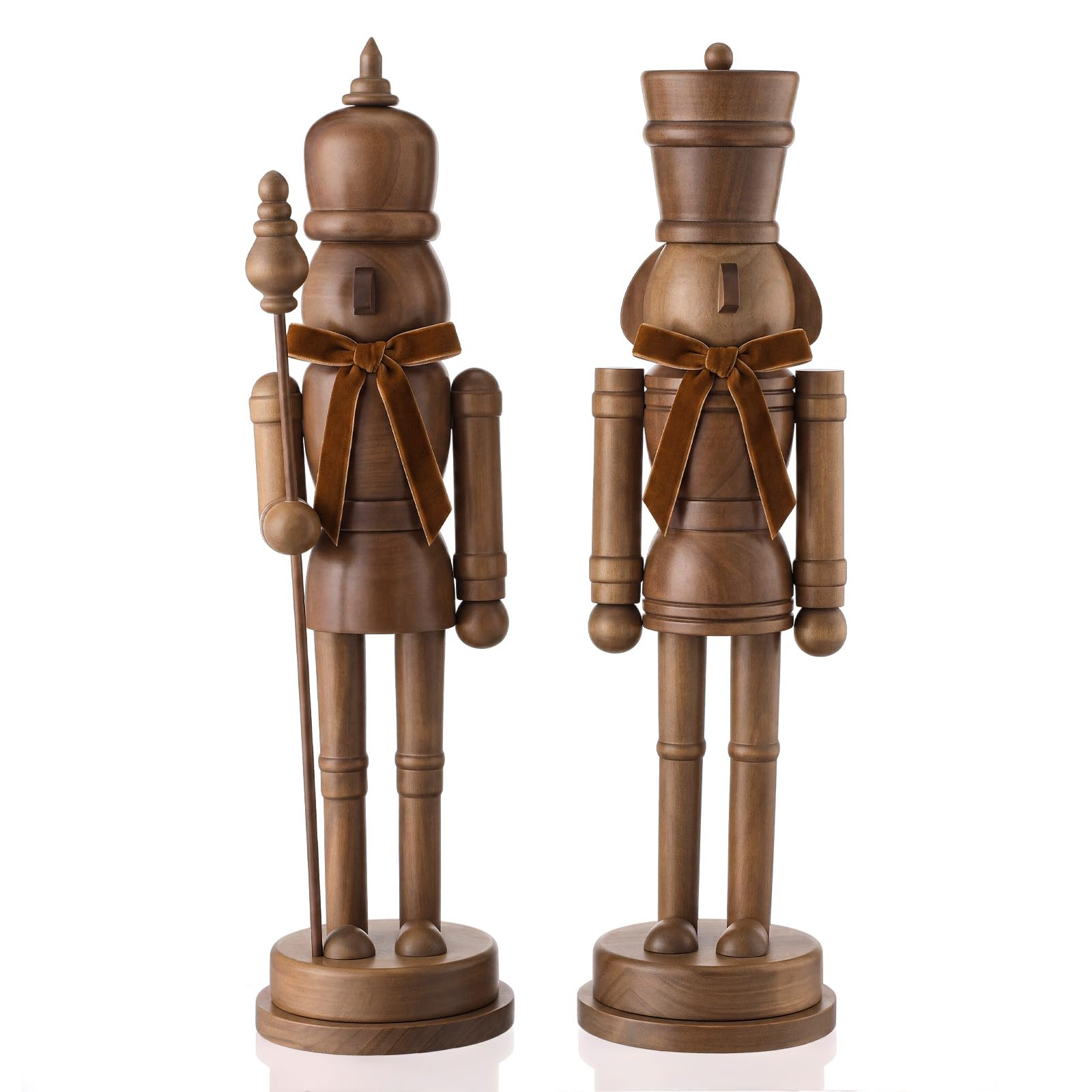 Wooden Nutcracker Duo with Velvet Bows, photo 5 of 7