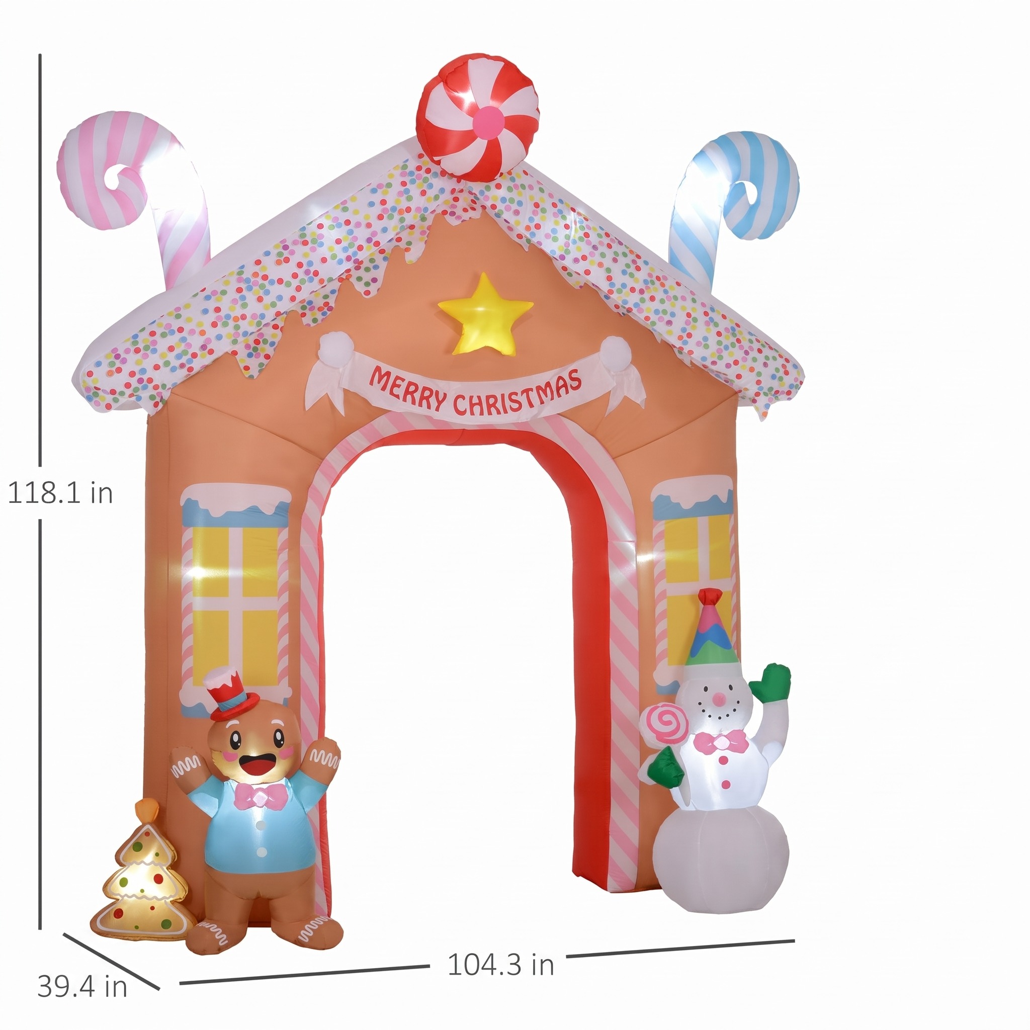 10 ft Gingerbread Archway Inflatable with LEDs, Brown, photo 2 of 5