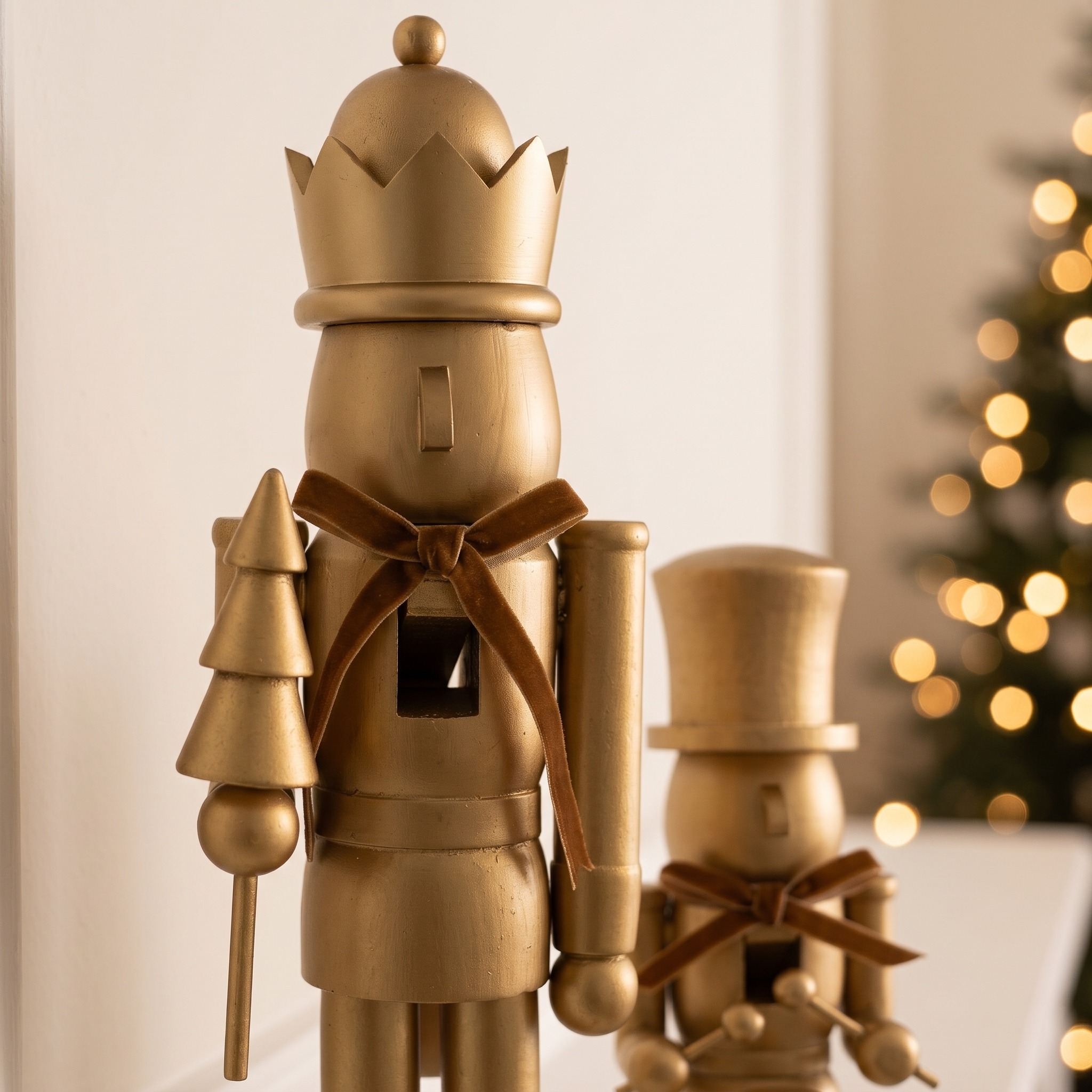 Wooden Nutcracker Duo with Velvet Bows, photo 2 of 7