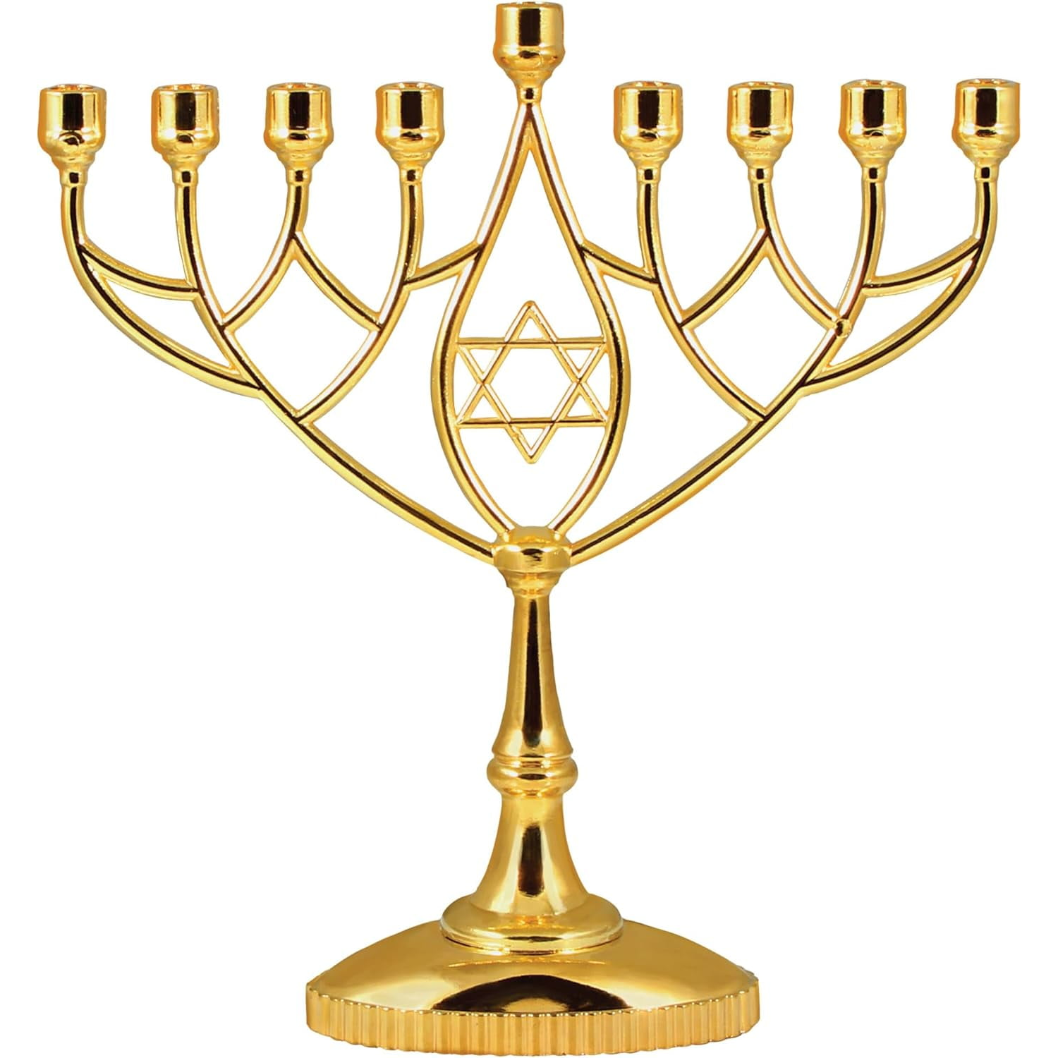 Hanukkah Menorah with Geometric Branches — Gold Tone, photo 6 of 7